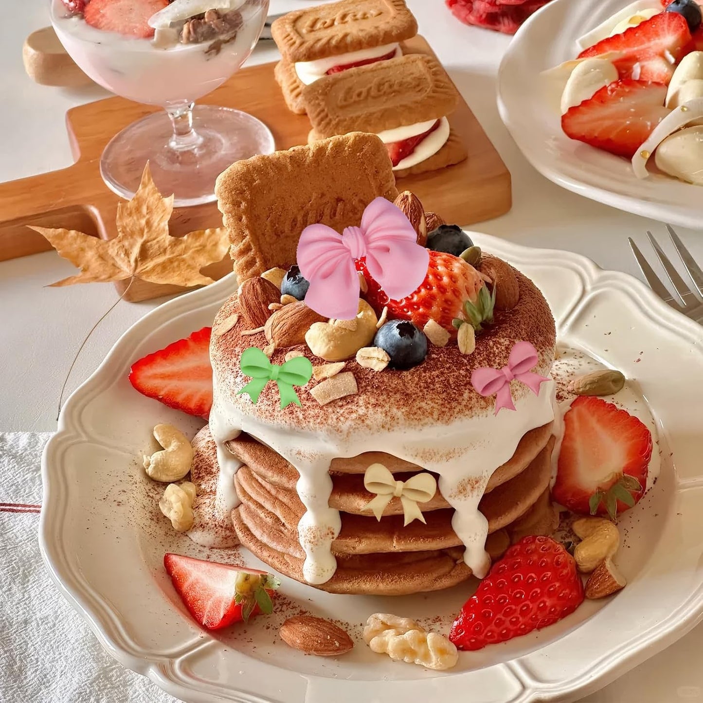 Bow Molds for Chocolate 4 PCS,Bow Chocolate Molds Silicone DIY Baking Supplies,for Chocolate, Fondant, Ice Cubes, and More(Square+round, Pink, 2.7in)