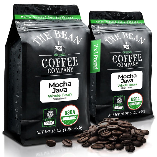 The Bean Organic Coffee Company Suzi's Power Bean, Dark Roast, Whole Bean Coffee, 16-Ounce Bags (Pack of 2)