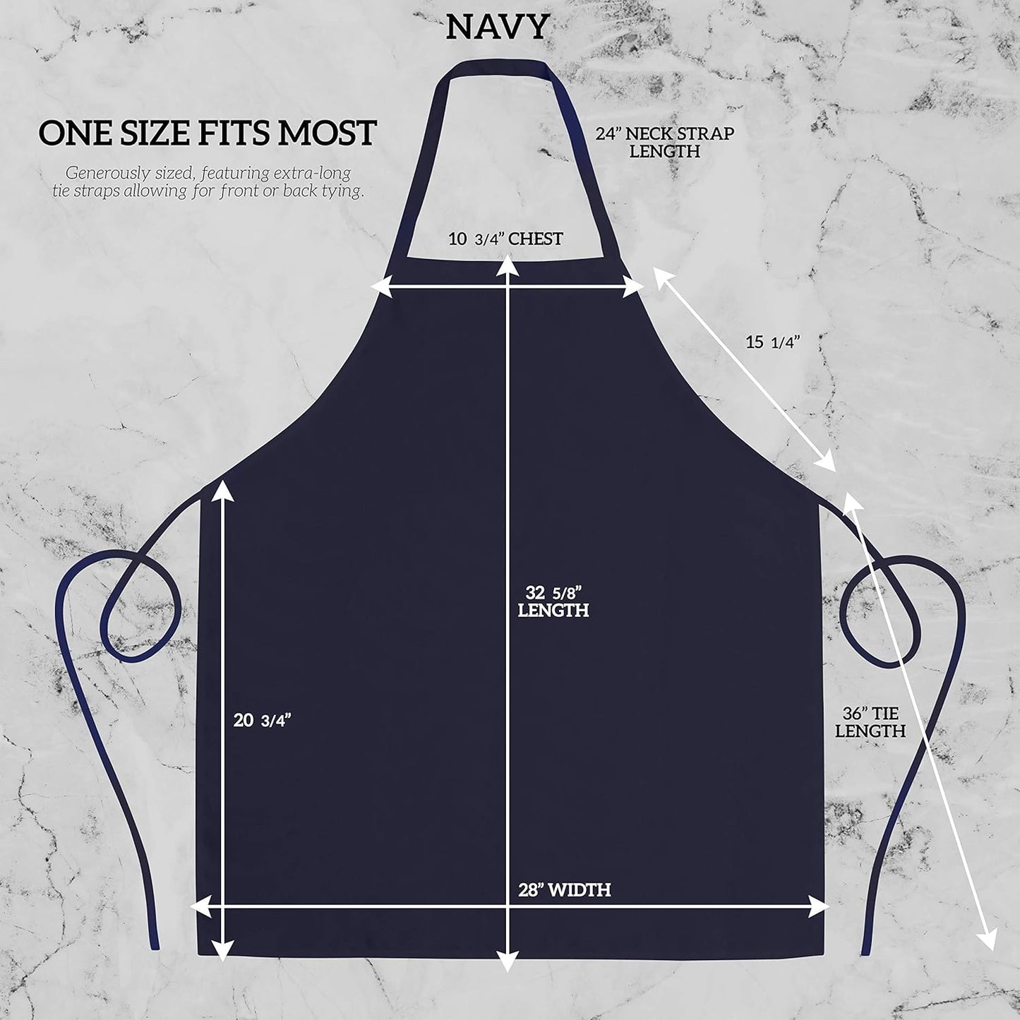 GREEN LIFESTYLE 120 Pack Professional Chef Apron– Grilling Aprons for Men, Waterproof Cooking Apron for BBQ, Work or Restaurant Use, Kitchen Aprons for Women – Navy Blue, No Pockets