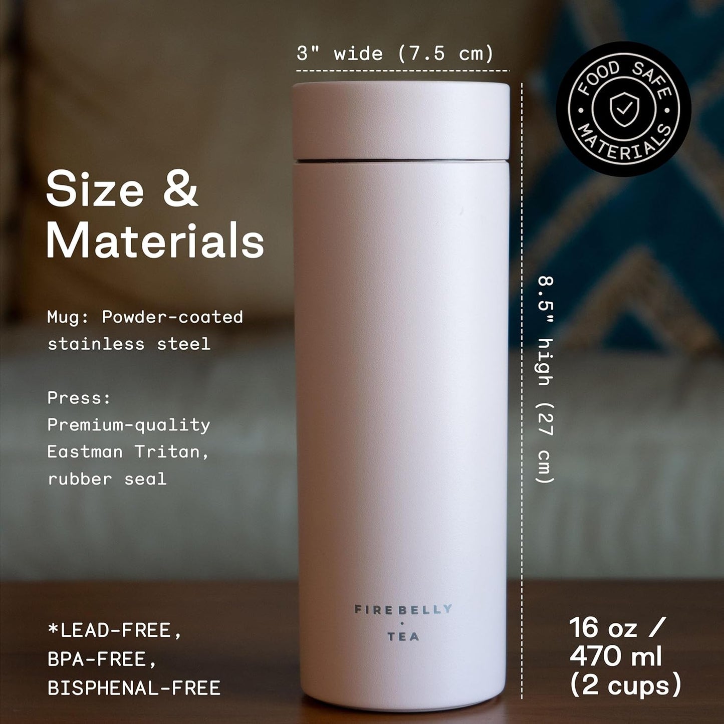 Firebelly Tea, Travel Tea Infuser Mug with Strainer, Insulated Tumbler for Loose Leaf Tea or Coffee, Leakproof Bottle for Hot or Iced Drinks, Stainless Steel Thermos with Lid, Salmon