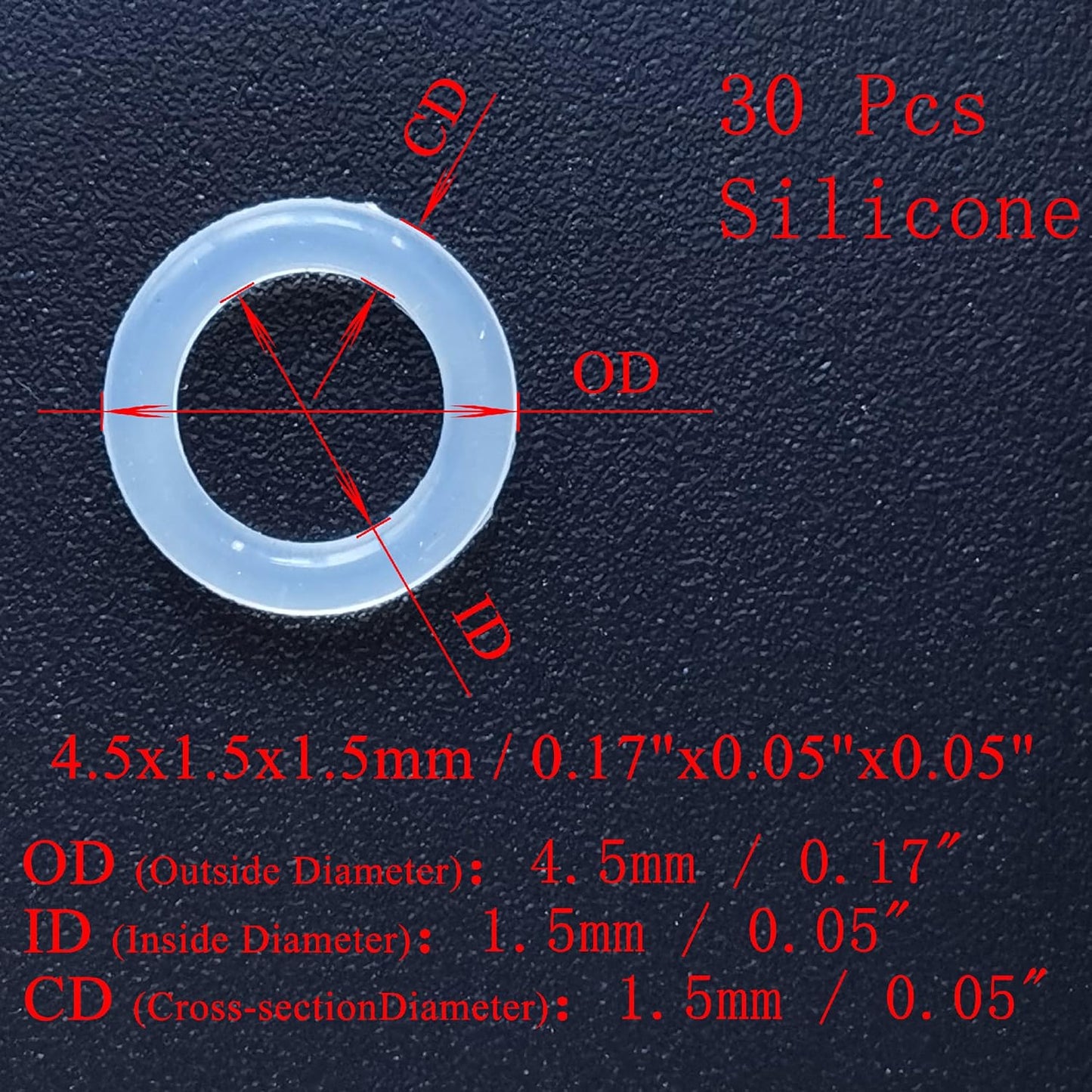 [30 Pcs] Silicone O-Rings White 4.5mm OD 1.5mm ID 1.5mm Width, Metric VMQ Sealing Gasket for Cup Lids, Coffee Maker, Brewing Fitting, Washer, Filter, Pump, Plumbing, Hose, Gauge, Auto, Machine