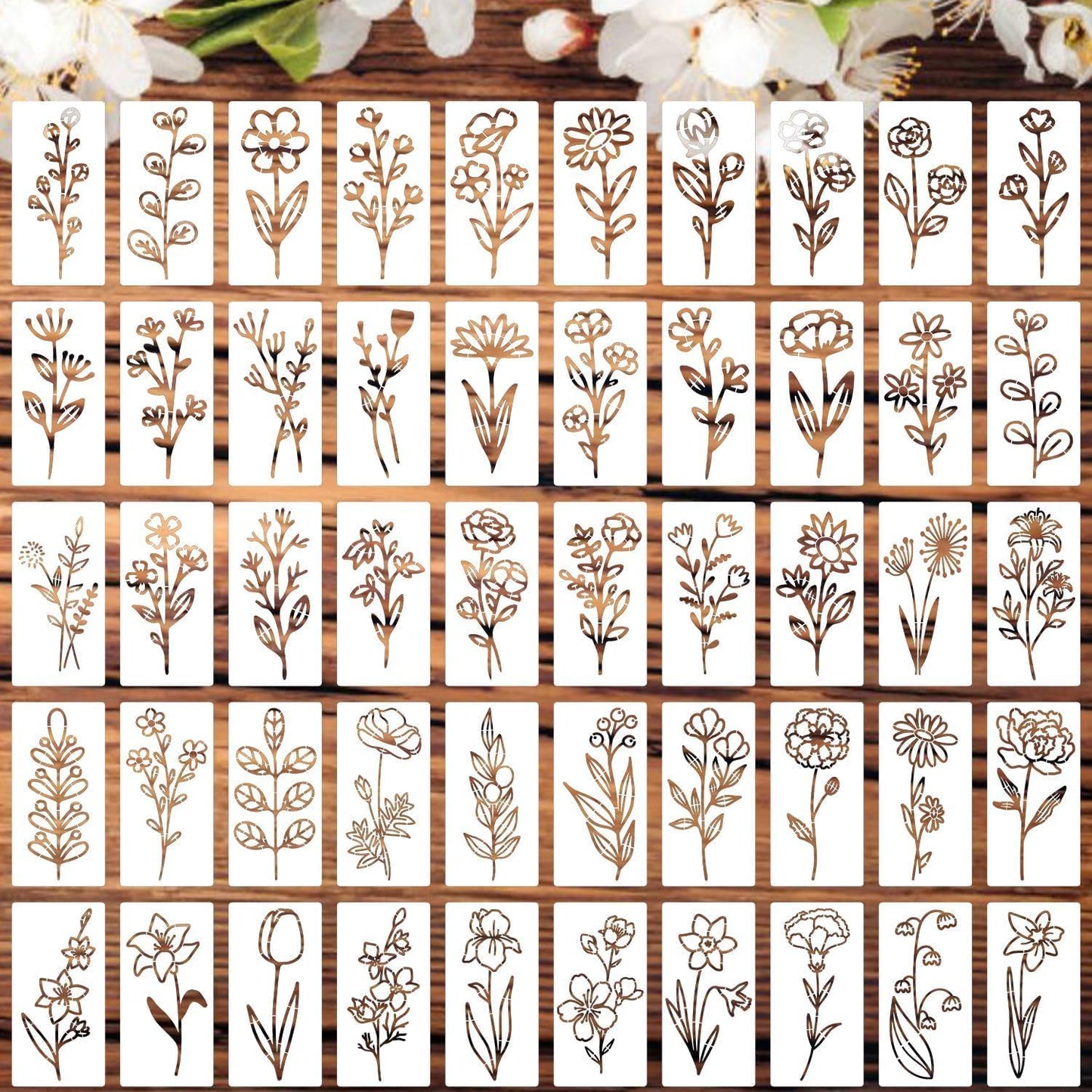 Flower Stencils for Painting on Walls Flower Stencil Floral Stencils for Crafts Paper Canvas Wood Decor