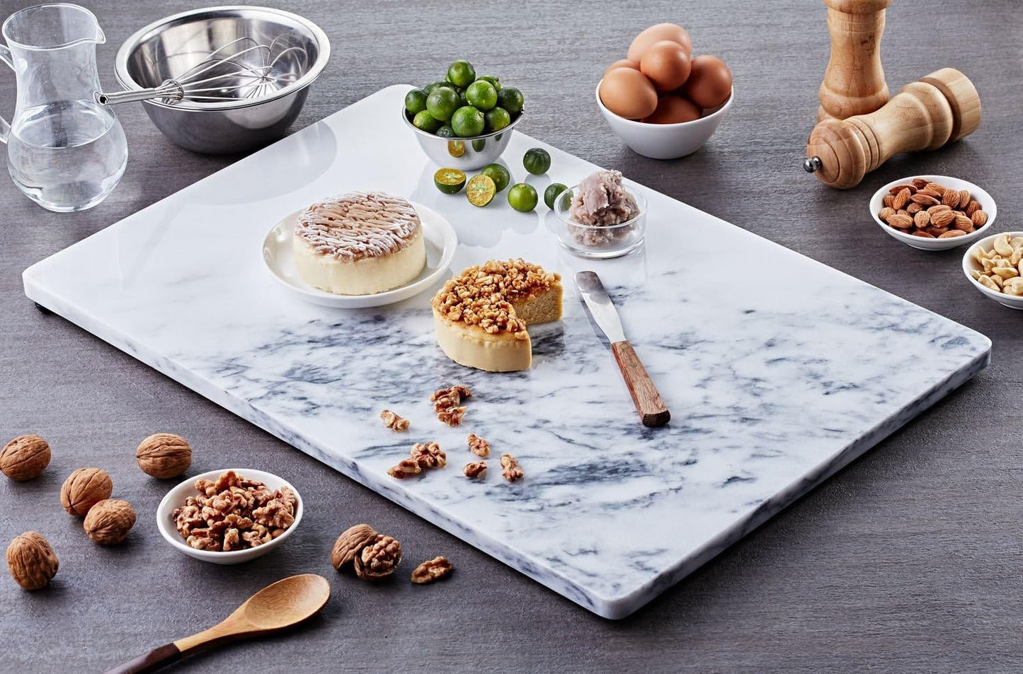JEmarble Pastry Board 16x24 inch with Non-Slip Rubber Feets for Stability Perfect for Keep the Dough Cool and Chocolate Tempering(Premium Quality) White