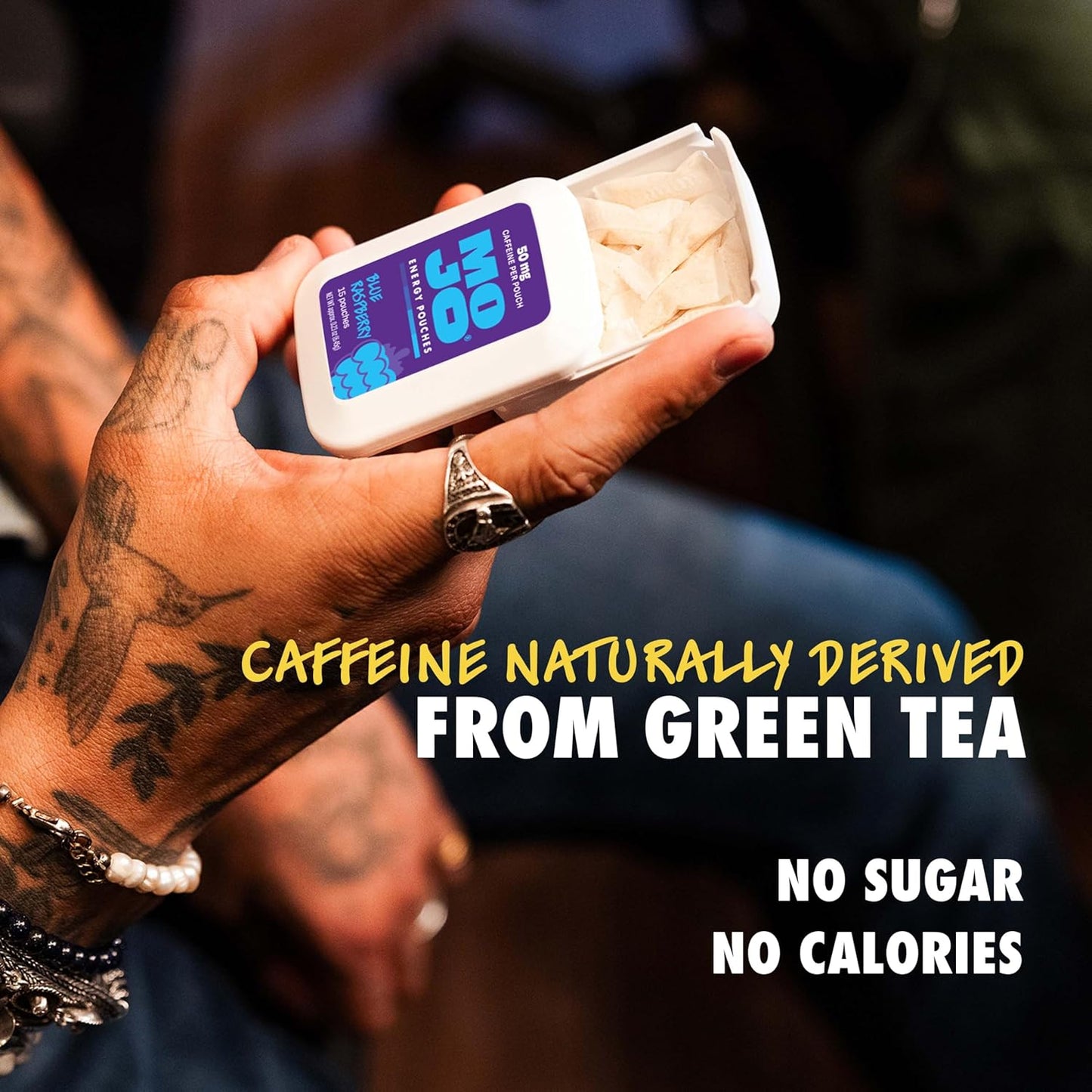 MOJO Energy Pouches Blue Raspberry Flavor, 50 mg per Caffeine Pouch, 15 Pouches, 5-Pack