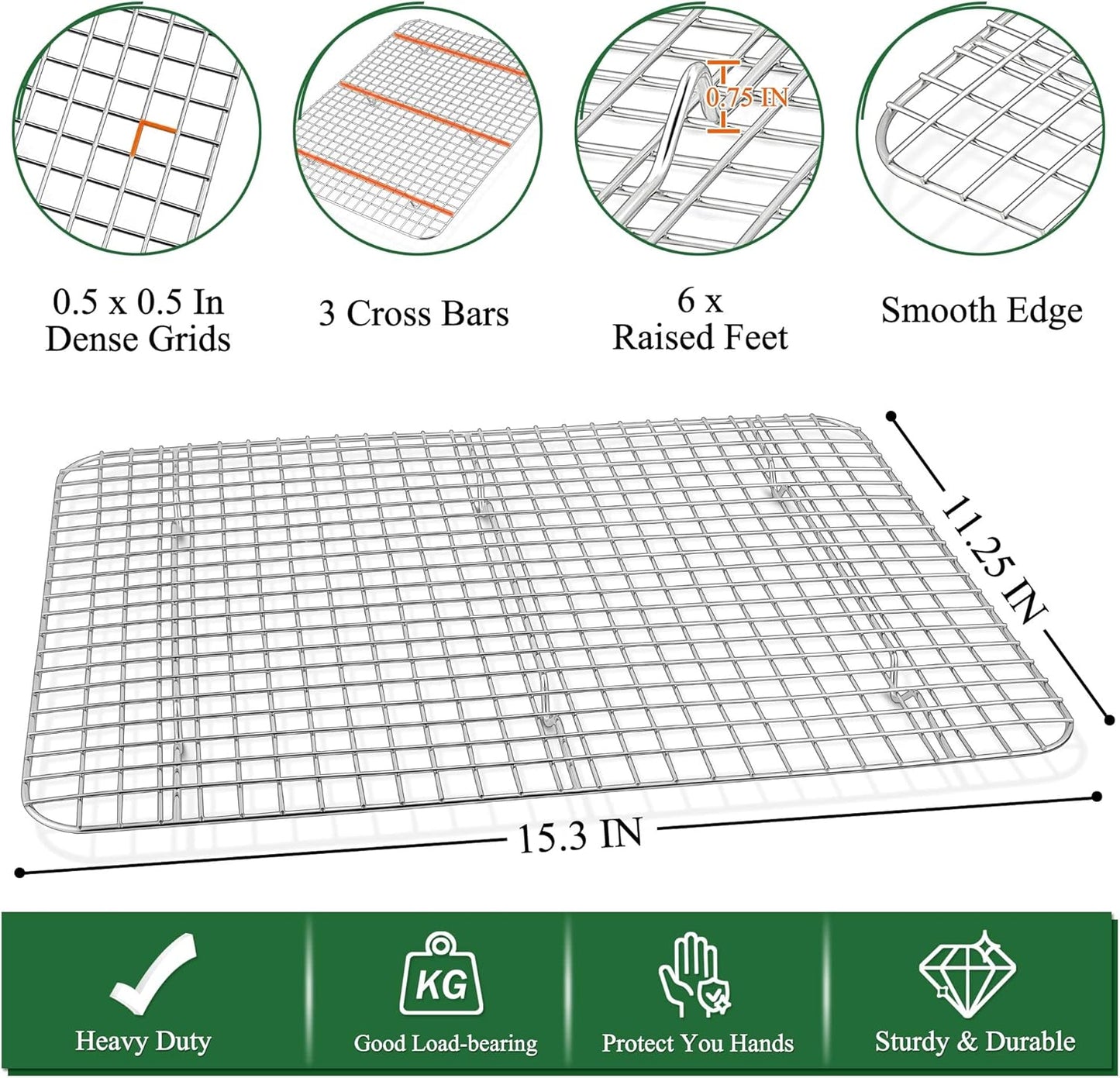 P&P CHEF 16 Inch Baking Sheet and Rack Set, Stainless Steel Cookie Sheets Oven Baking Pans Trays with Cooling Racks for Cooking & Roasting, Oven & Dishwasher Safe, (4Pcs)