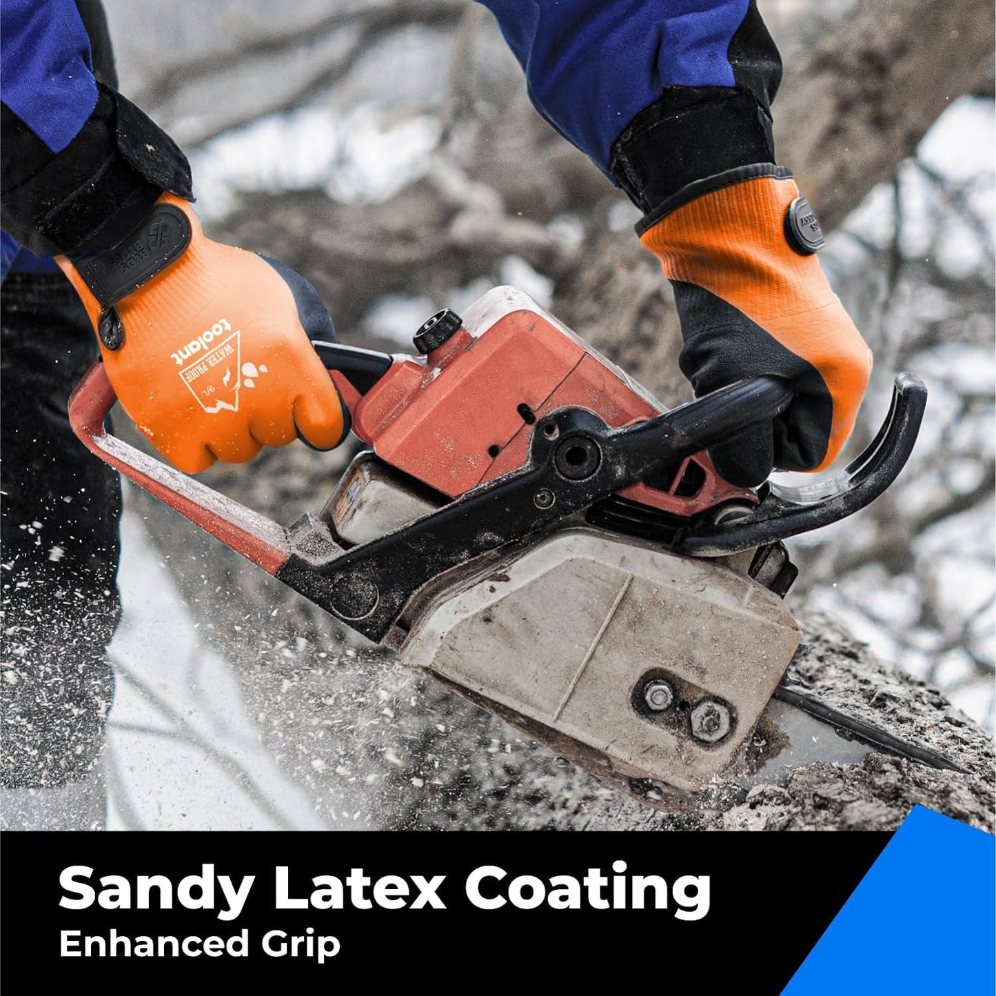 100% Waterproof Gloves for Men and Women, Winter Work Gloves for Cold Weather, Touchsreen, Thermal Insulated Freezer Gloves, With Grip, Orange, Medium