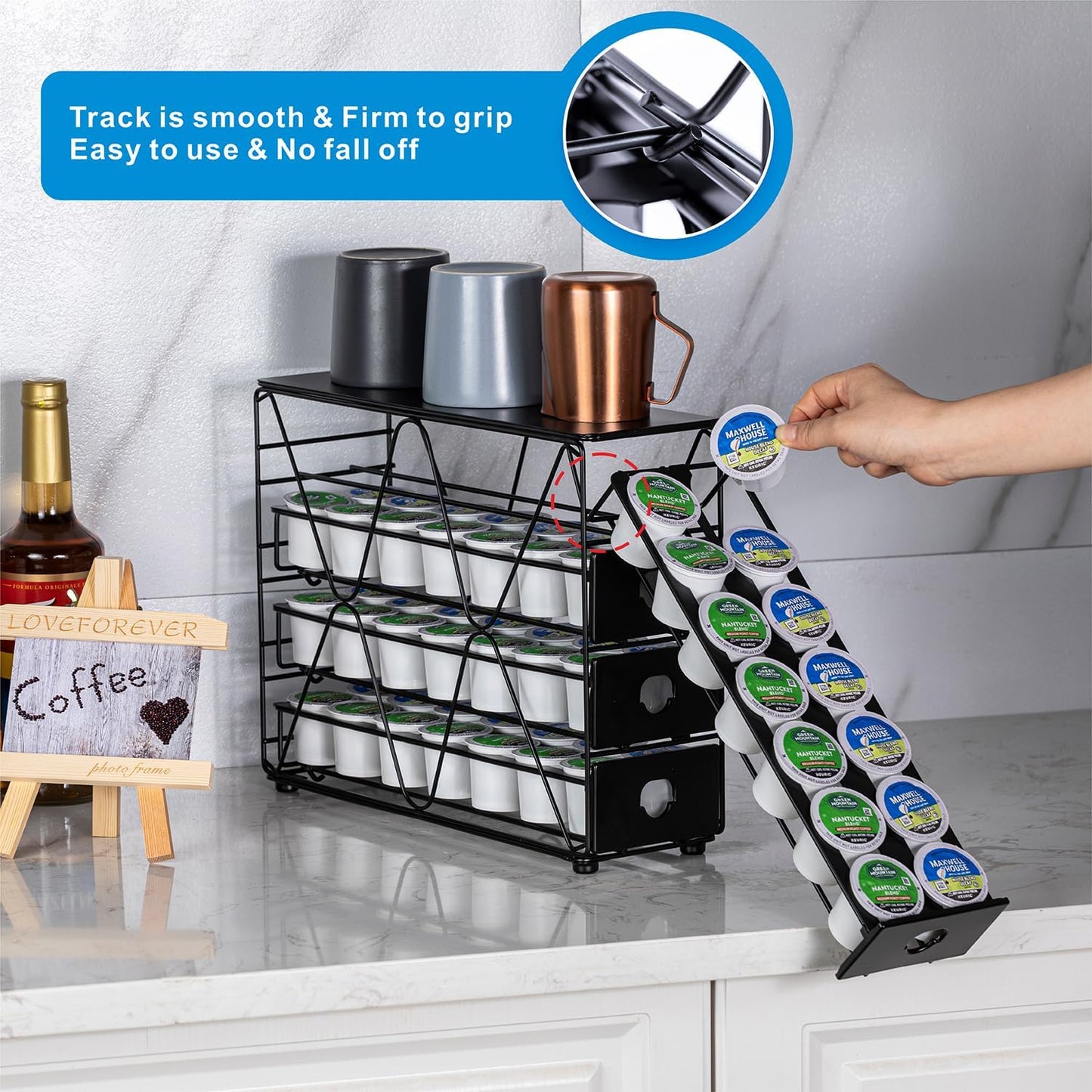 FlagShip K Cup Holder for Keurig Pod K Cup Storage 4 Tier K Cup Drawer Organizer for Counter (56 Pods Capacity)