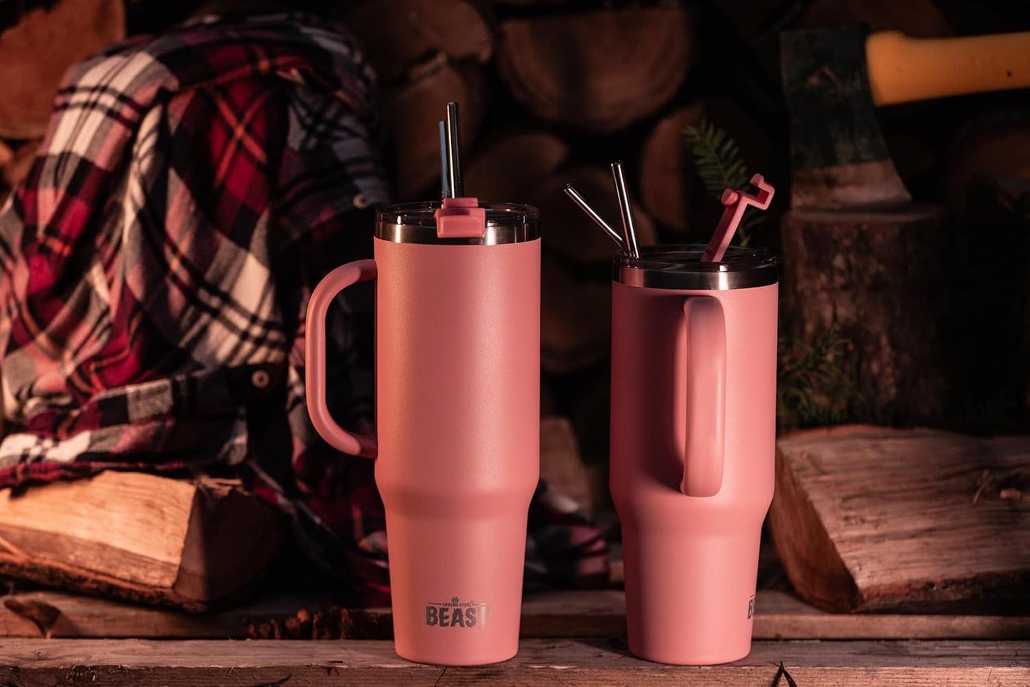 Beast 50 oz Tumbler Stainless Steel Vacuum Insulated Coffee Ice Cup Double Wall Travel Flask (Blossom Pink)