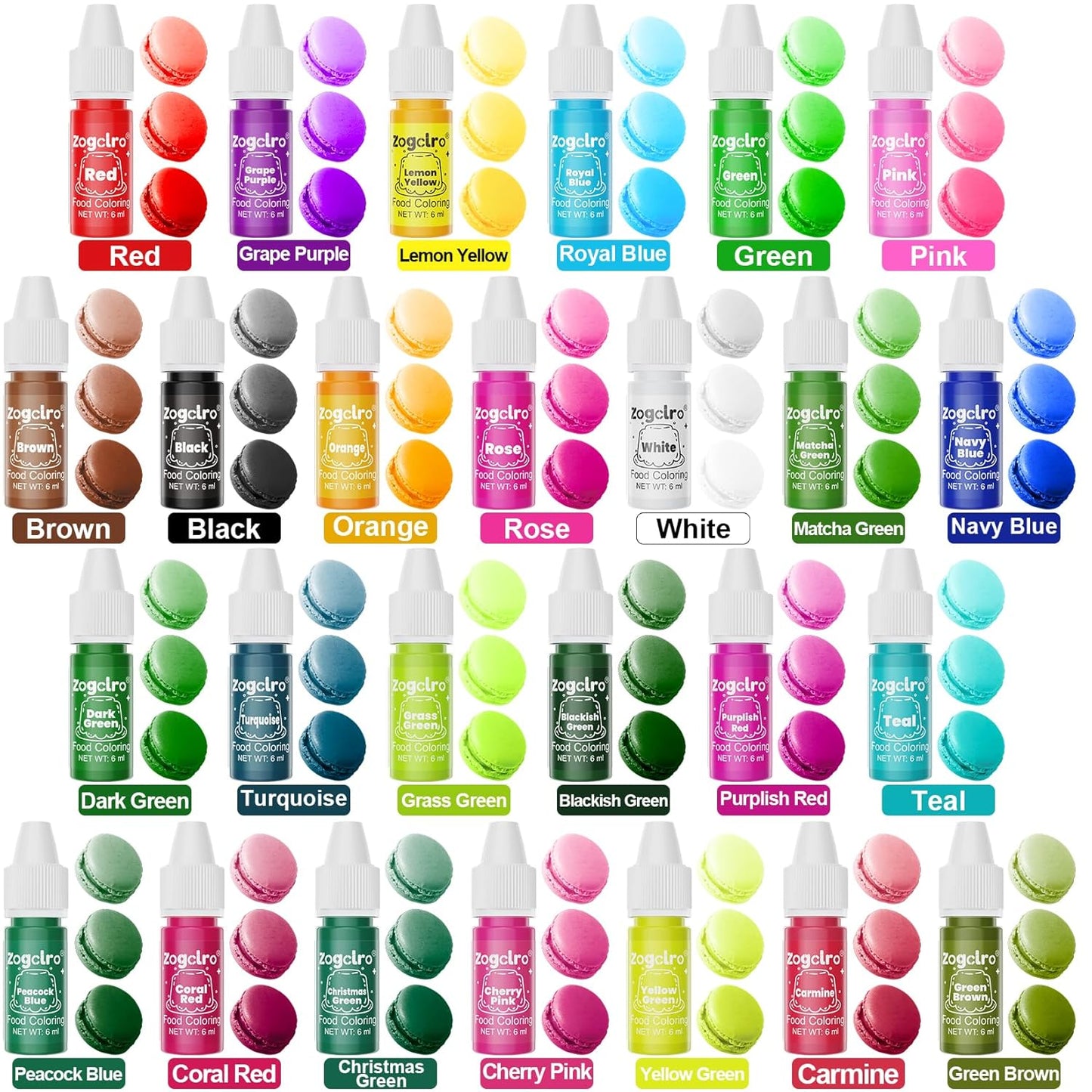 Food Coloring Liquid - 26 Vibrant Colors Food Dye, Tasteless Concentrated Food Coloring for Icing, Cake Decorating, Baking, Fondant, Baking supplies Supplies - 0.25 Fl. oz