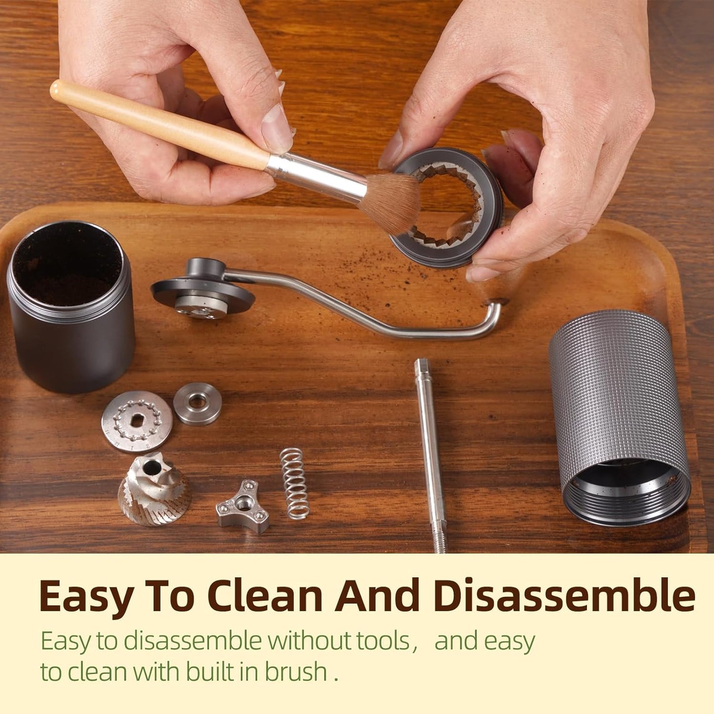 Popsweet C38 Manual Coffee Grinder With Detachable Stainless Steel Tapered Outer Burrs, Grinding 400 pounds Coffee Beans, 36 Manual Adjustable Espresso Grinder, Perfect For Homes, Offices, And Camping