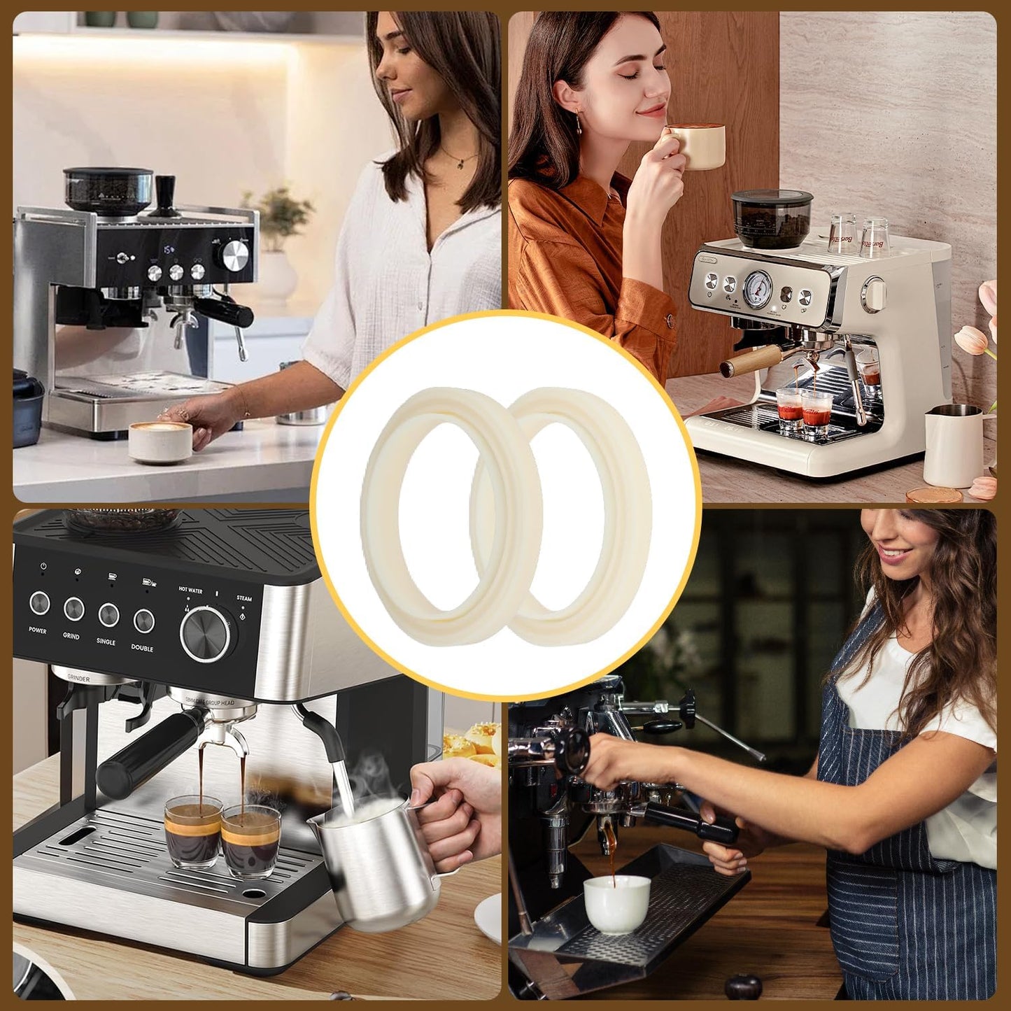 4 Pcs 54mm Silicone Steam Ring Replacement Gasket for BrevilleEspressoMachine878/870/860/840/810/500/450/Sage 500/870/875/880/810/878, No BPA Grouphead Gasket