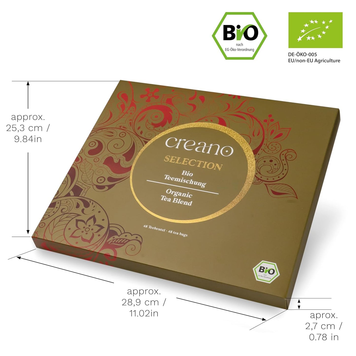 Creano Organic Tea Gift Set – 48 Organic Tea Bags in 6 Dreamy Varieties – 96 g*