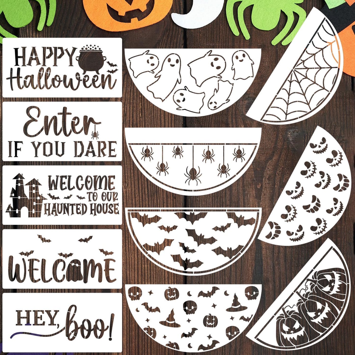 Halloween Stencils for Painting on Wood 12” Halloween Stencil Hey Boo Trick or Treat Hocus Pocus Templates for Door Hanger Porch Sign Shirt Painting