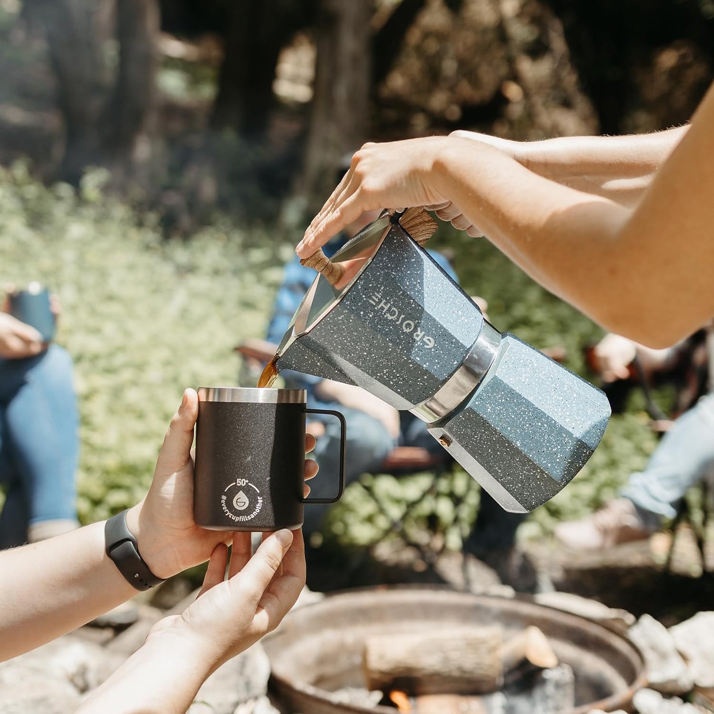 GROSCHE Milano Moka Pot - Stovetop Coffee Maker and Percolator for Espresso - 3 Cup, Indigo