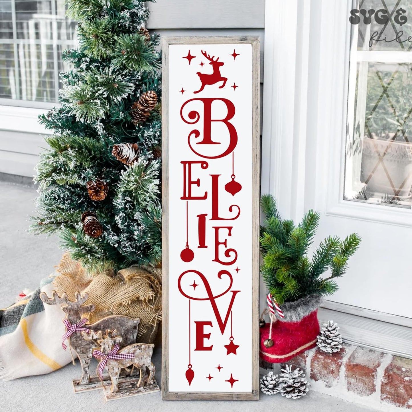 Christmas Stencils for Painting on Wood 35.4" Large Believe Let it Snow Stencil Christmas Stencils for Crafts Porch Sign Decor