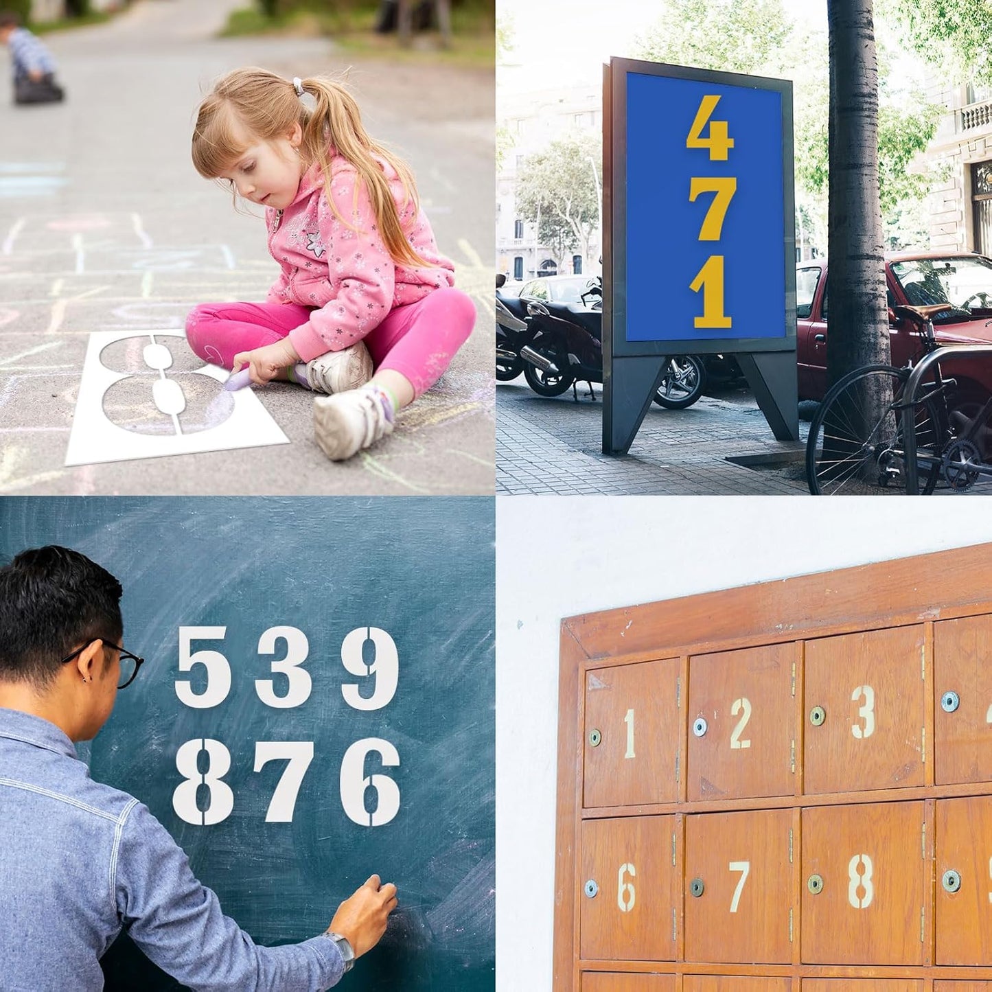 12 Inch Number Stencils Set, 0-9 Plastic Address Number Stencils Reusable Cake Digital Templates for Painting on Wall,Wood,Rock,Mailbox and DIY Art Projects