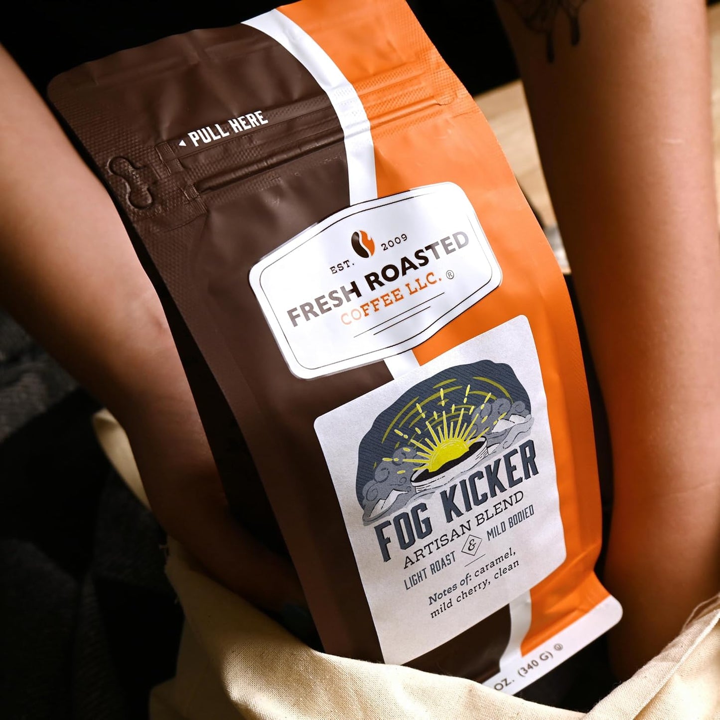 Fresh Roasted Coffee, Fog Kicker, 12 oz, Light Roast, Kosher, Ground