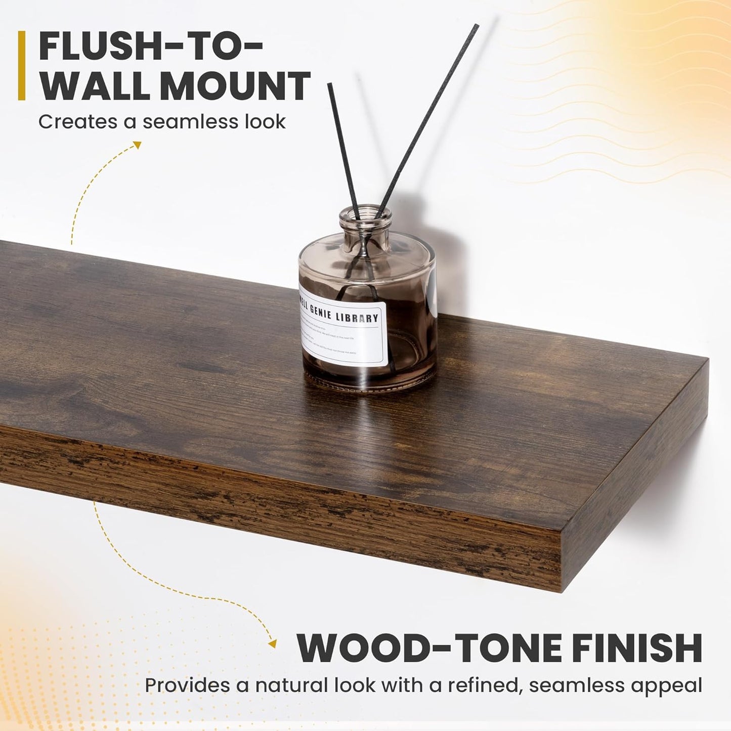 30 Inch Floating Shelves, 9.3" Deep Floating Shelf Wall Mounted, 30" Wall Shelves, Rustic Deep Bookshelf, Large Display Shelves & Storage Shelves for Bedroom, Living Room, Brown, Set of 2