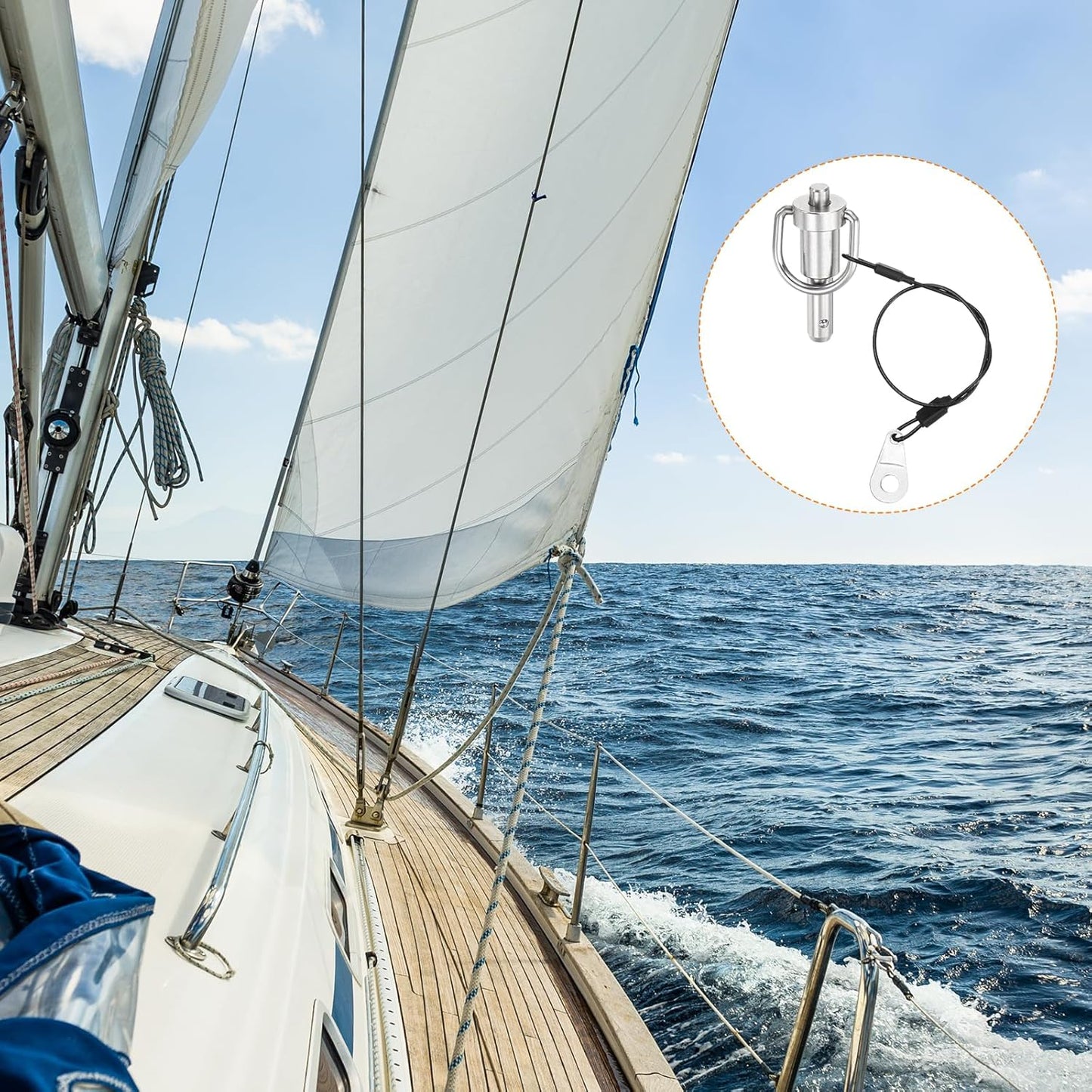 uxcell 2 Pcs Quick Release Pin, 5/16" x 0.5"(Dia. x L) Push-Button Ball Locking Pin 304 Stainless Steel Ring Handle Locking Pin with Wire for Audio Bimini Top Marine, Silver