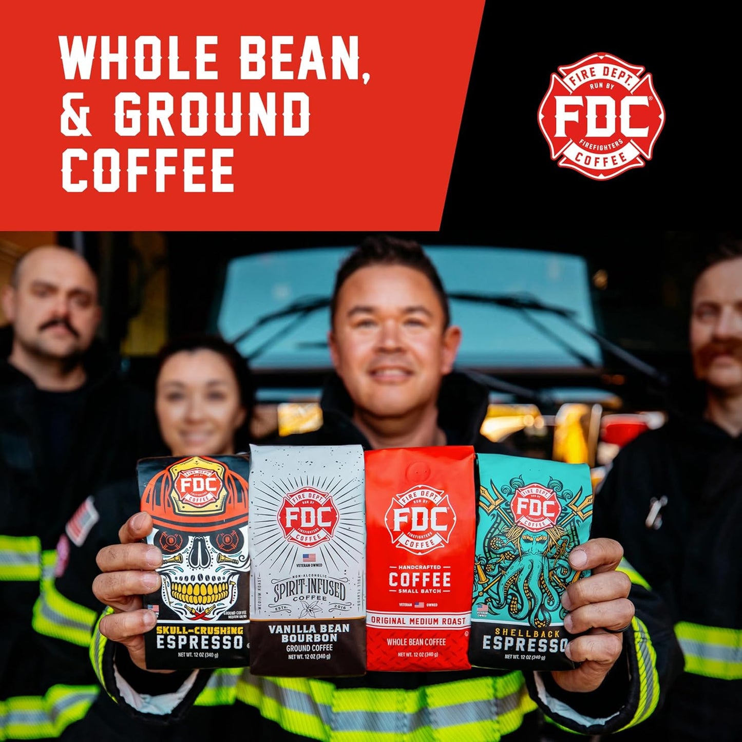 Fire Department Coffee - Gives Back to Firefighters - Irish Whiskey Infused Ground Coffee - Medium Roast - Non-Alcoholic - Roasted in the USA - Veteran Owned -12 oz