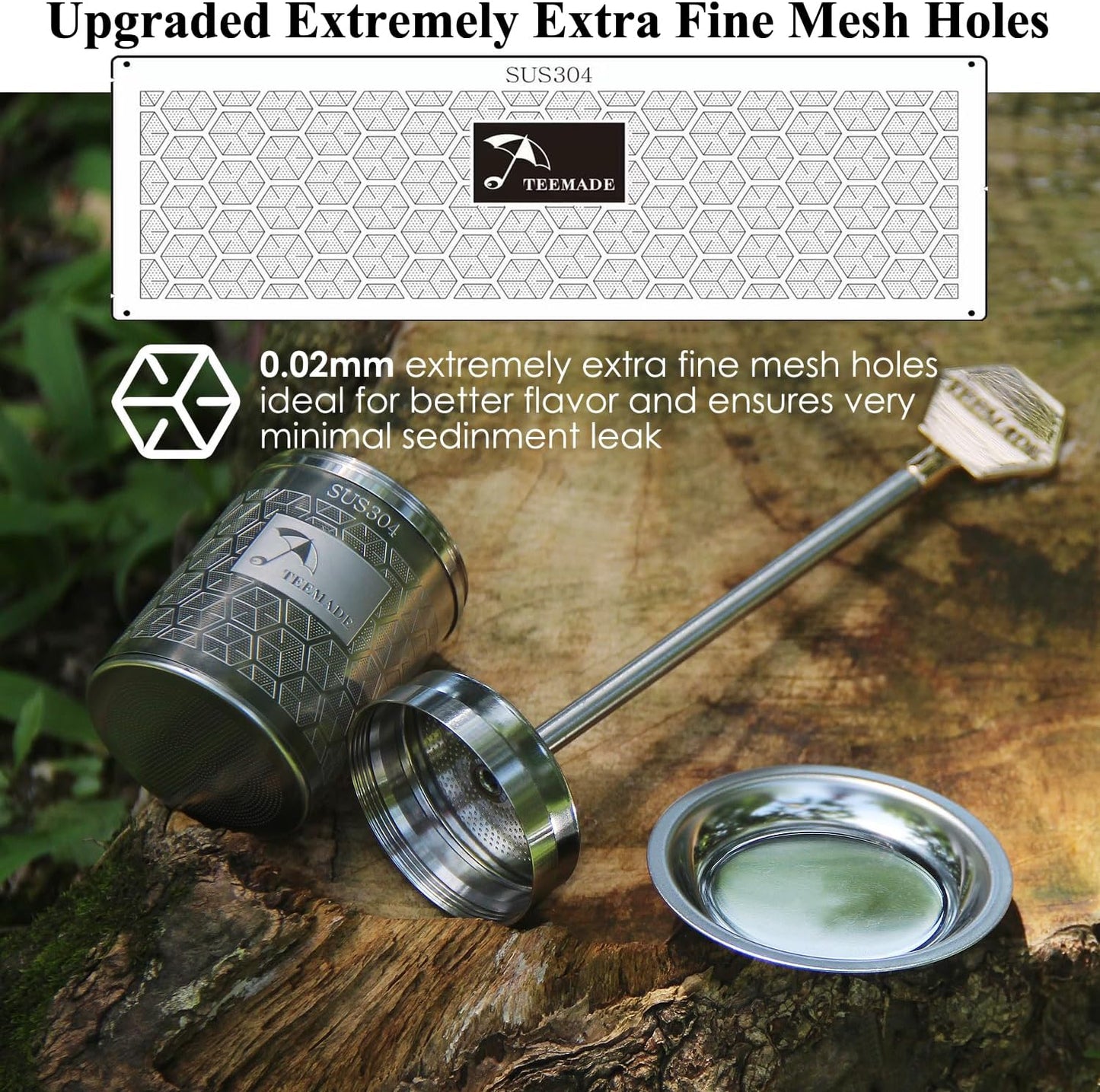 Tea Filter-Upgraded Extremely Extra Fine Mesh Filter 304 Stainless Steel Premium Reusable Loose Leaf Tea Strainer Infuser with Drip Tray (Small)