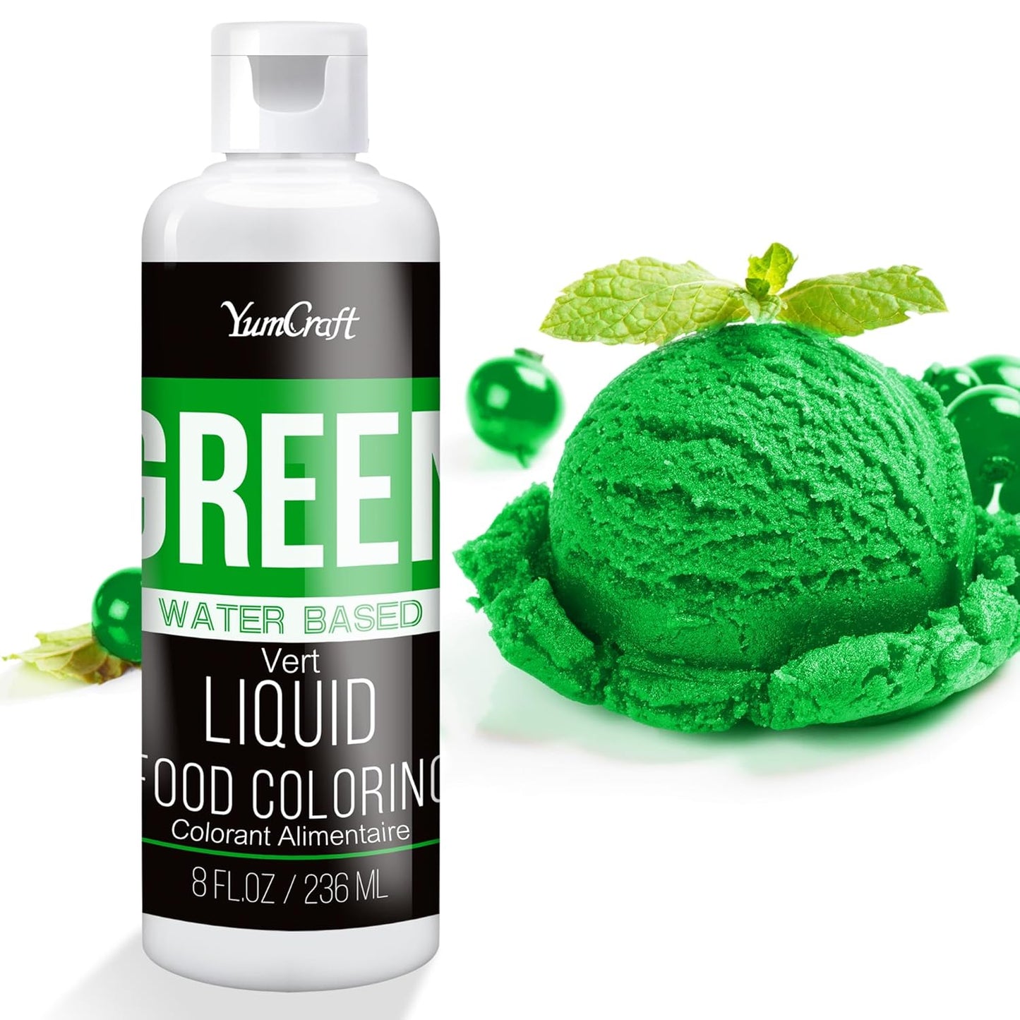 Food Coloring Liquid - Vibrant Color Food Coloring for Cake Decorating, Baking, Easter Egg, Icing - Tasteless Food Color Dye for Fondant, Cooking, Slime, Airbrush (Green, 8 Fl.oz)