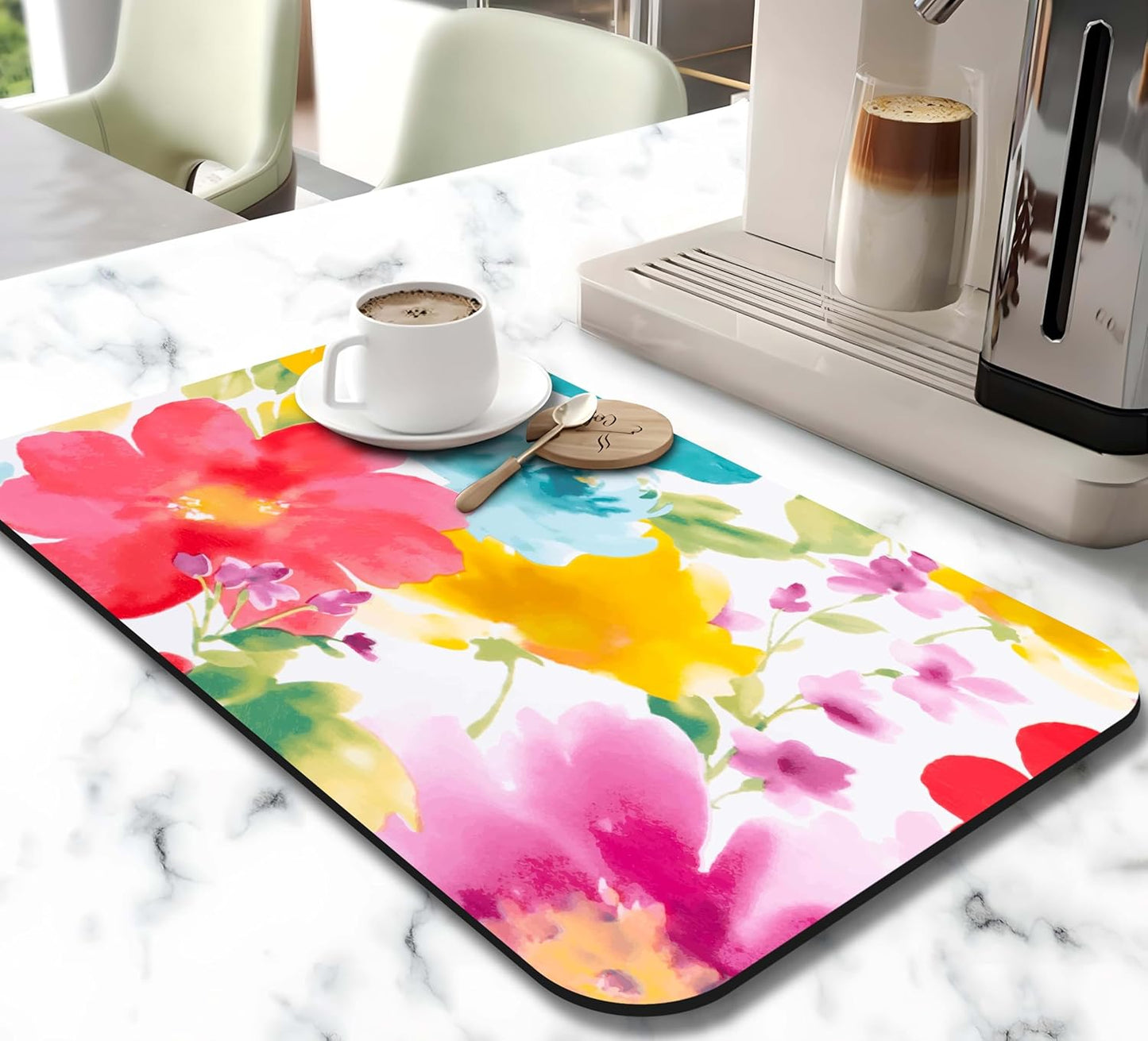 Dish Drying Mat for Kitchen Counter 20x12in Washable Quick Dish Drying Pad Rubber Backed Absorbent Draining Mat Fit Kitchen Counter,Bar,Under Sink,Dishes,Utensils,Dish Rack