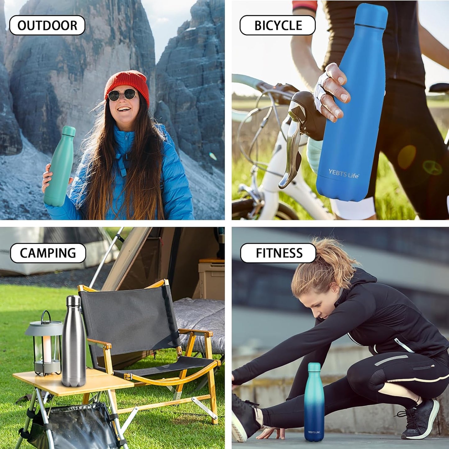 Insulated Water Bottle, 17oz Stainless Steel Water Bottles with straw lid, Metal Sports Water Bottles for Boys,Girls, Double Wall Vacuum BPA-Free Flask for School, Sports (Ocean Blue)