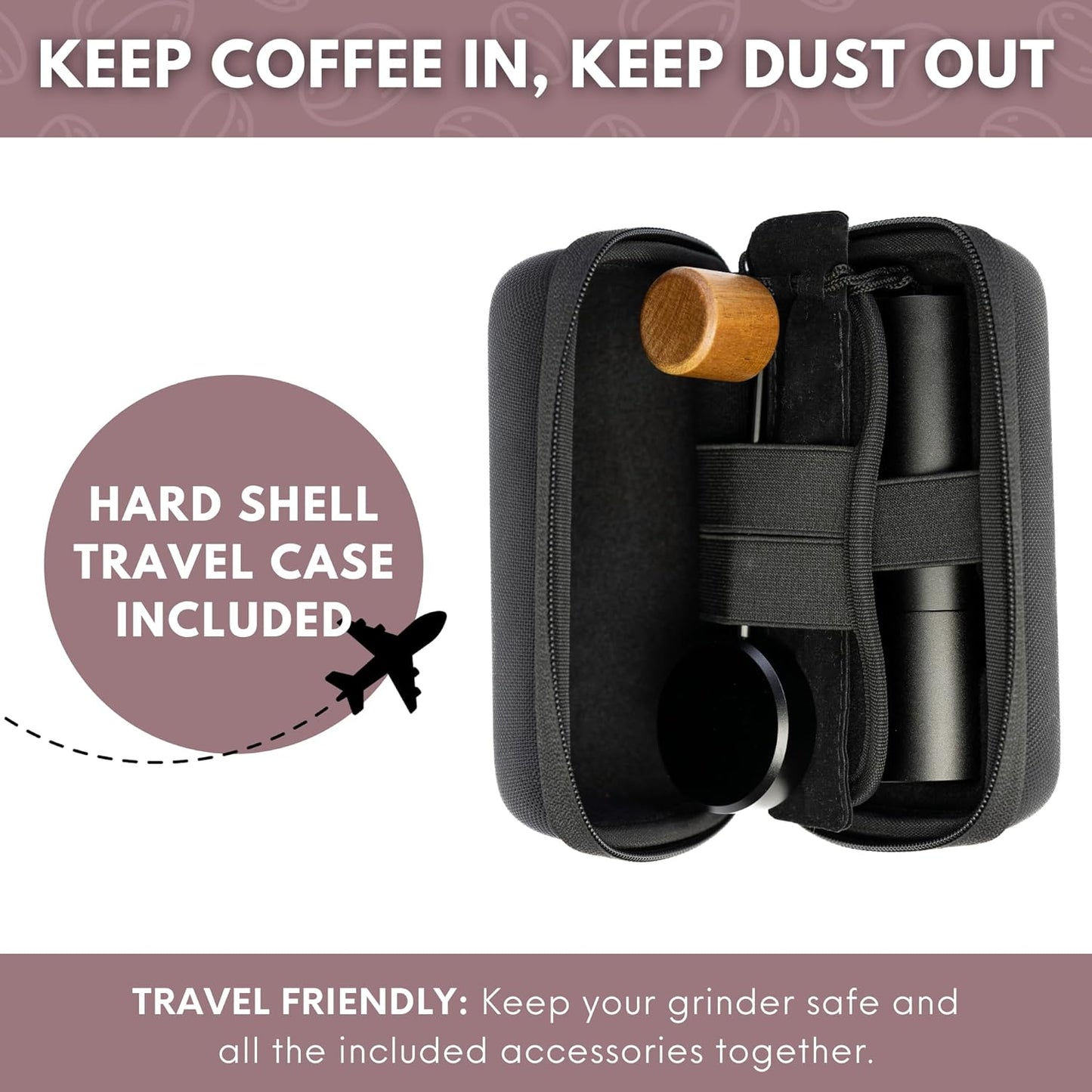 Manual Coffee Grinder | Coffee Gift Set | 6 Star Conical Burr Coffee Grinder with Adjustable Settings | Coffee Bean Grinder with Travel Case | Portable Hand Coffee Grinder