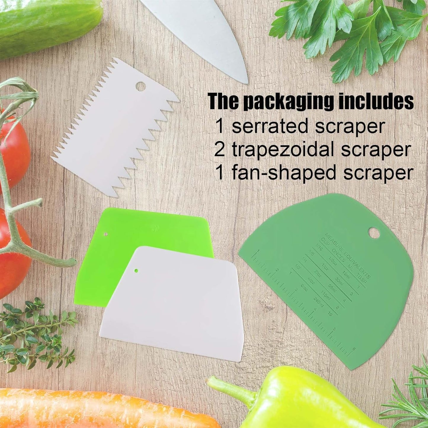 4 PCS Dough Scraper Bench Scraper, Plastic Bench Scraper for Dough Cutter for Bread Cake Dough Fondant Icing