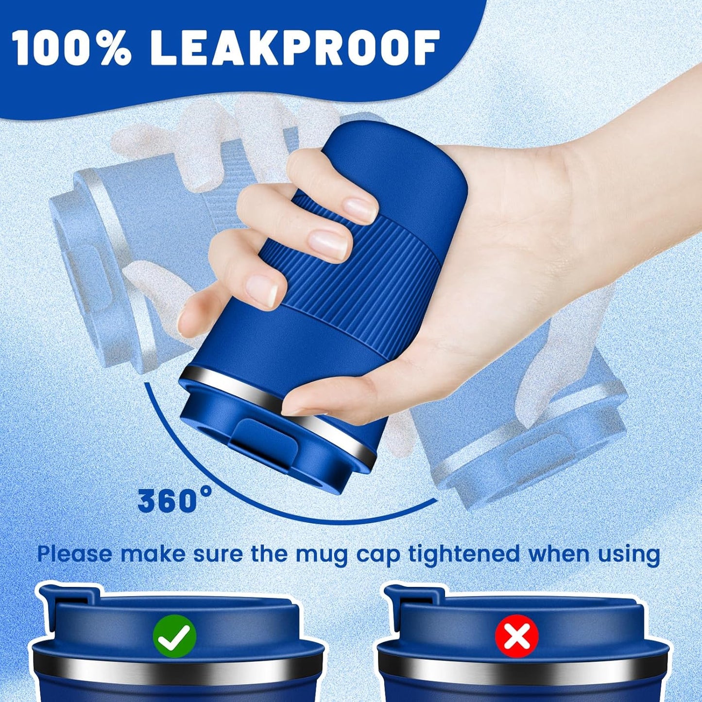 Insulated Coffee Tumblers with Flip Lid 12oz / 17oz, Stainless Steel Travel Coffee Mug Leak Proof, Vacuum Insulated Coffee Mug Reusable Cup, Keeps Cold and Hot for Coffee Tea