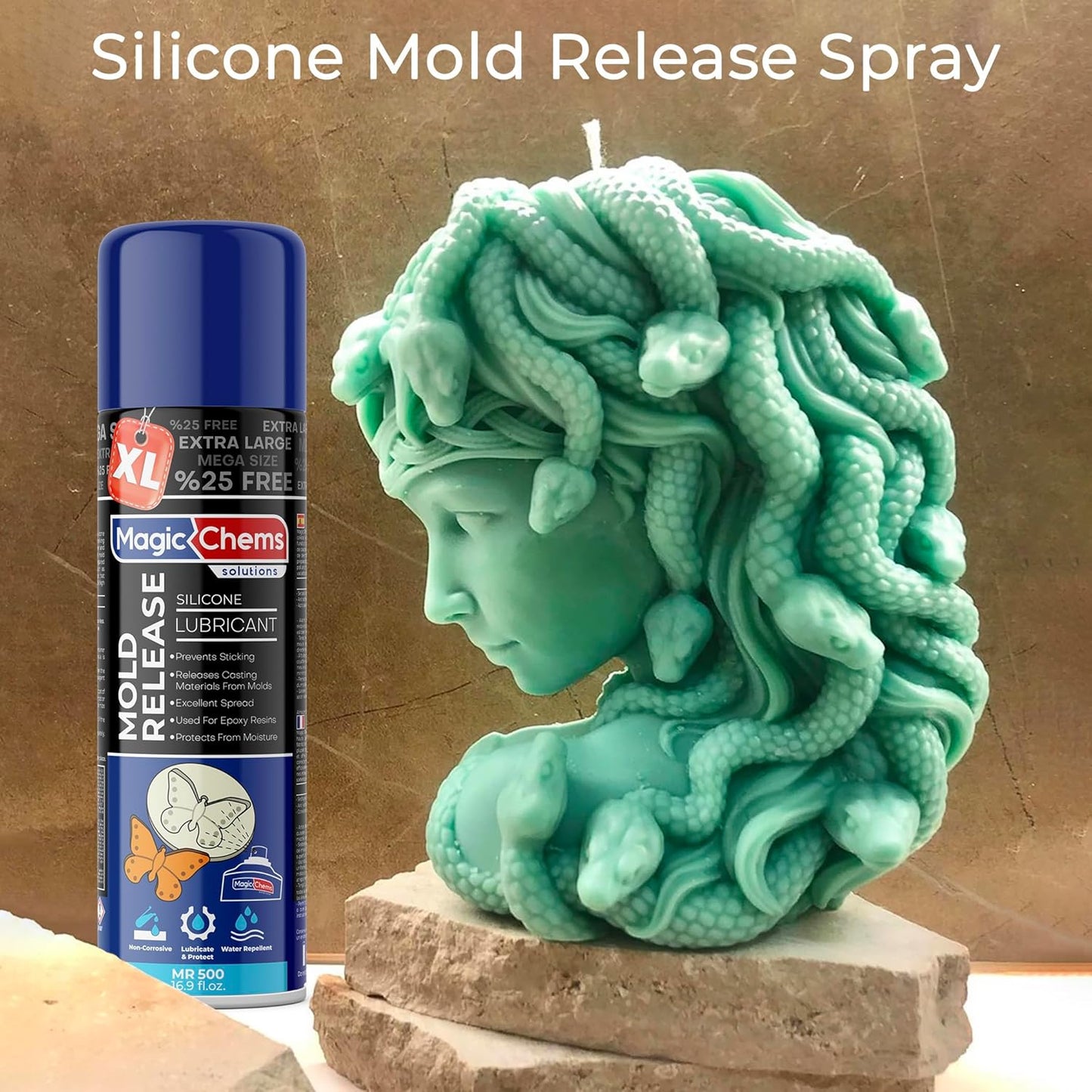 Silicone Mold Release Spray (6x16.9 fl oz/500ml) - Epoxy Resin & Candle Mold Release (6 Pack Mega Size)