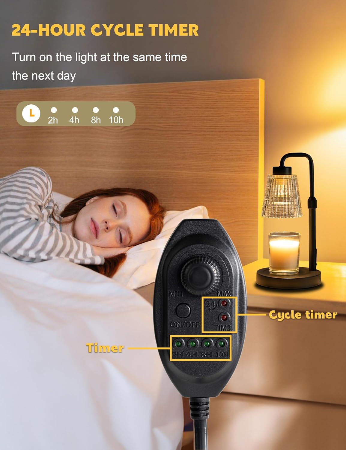 Candle Warmer Lamp with Timer Dimmable, Birthday Gifts for Women Mom, House Warming Gifts New Home Decor, Wax Melt Warmer for Jar Candles with 2 Bulbs