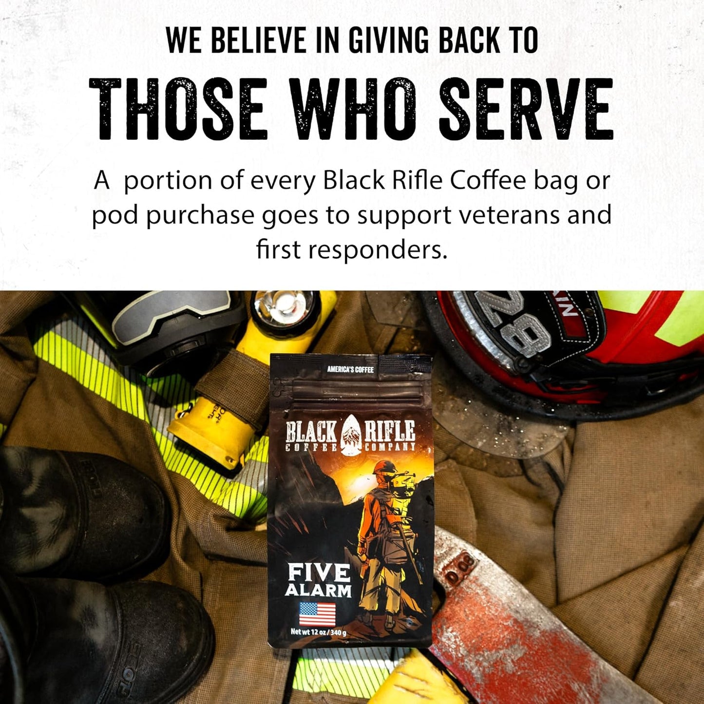 Black Rifle Coffee Company Ground Coffee Medium Roast - Roasted Blend Made from Pure Arabica Beans - Colombian & Brazilian Beans - Veteran Founded & American Made (Five Alarm, 12oz Bag)