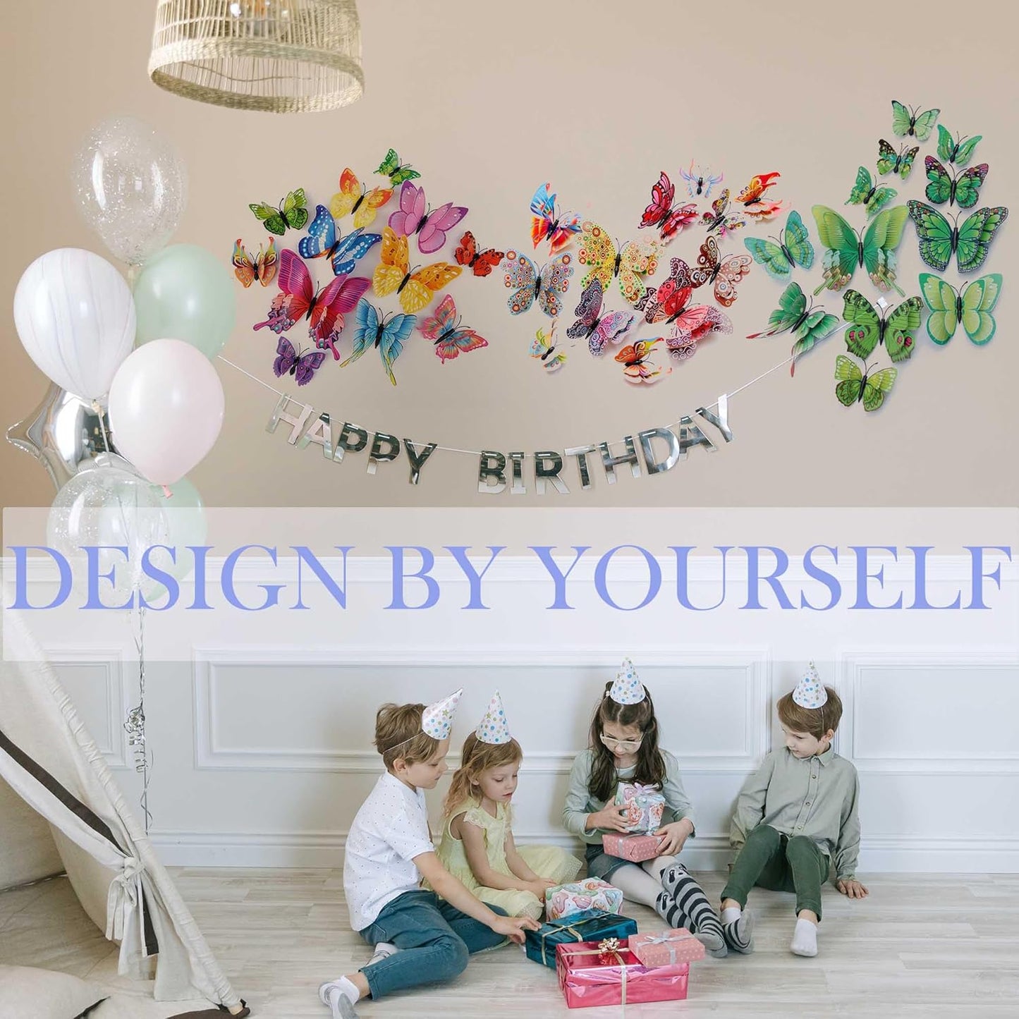 Butterfly Wall Decor 24/48 PCS, 3D Butterflies Stickers for Party Decorations with Magnets (Circl, 48)