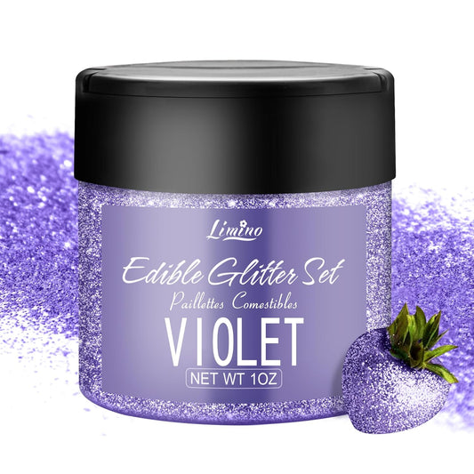 Edible Glitter - 30g Edible Luster Dust Metallic Food Grade Coloring Glitter for Drinks, Cake Decorating, Baking - Edible Dust Powder Shimmer Sprinkle Powder for Icing, Cocktail, Wine, Candy (Violet)