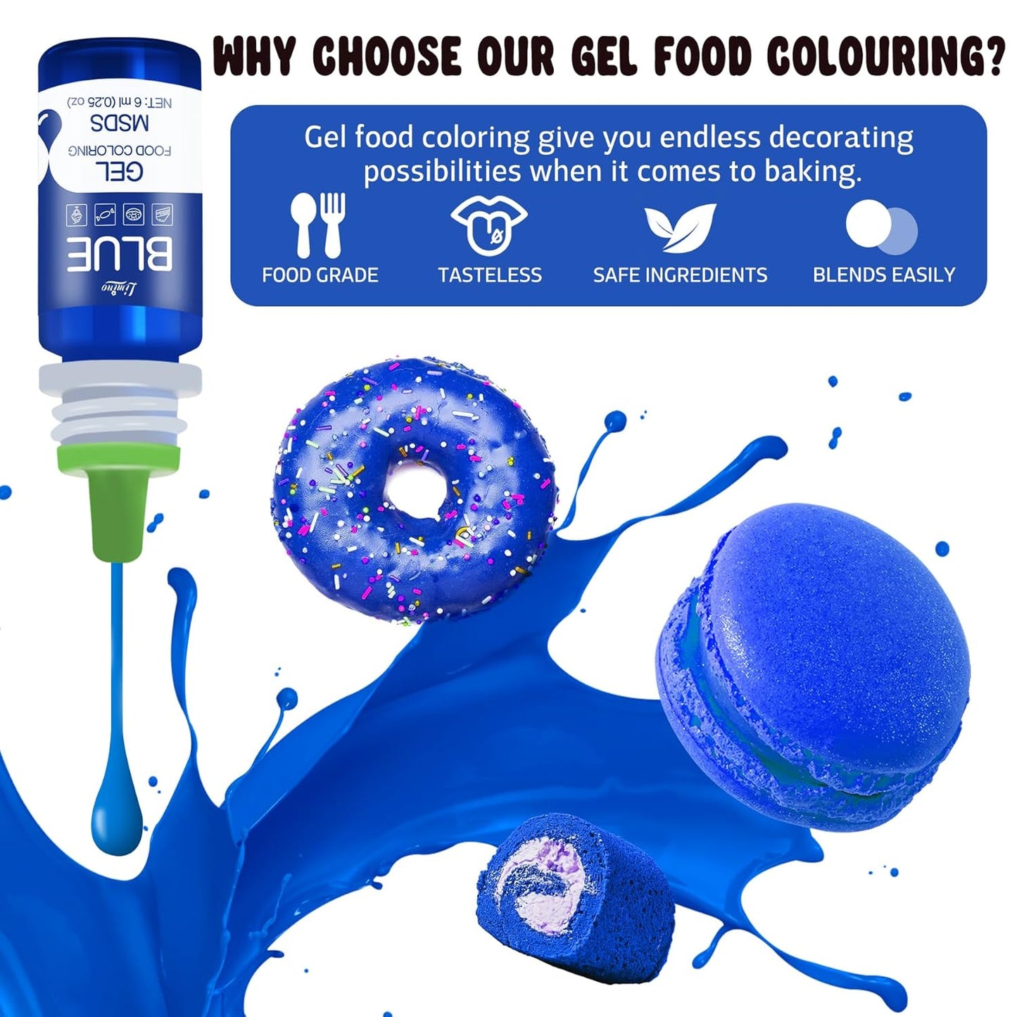 Gel Food Coloring - 4.5oz Vivid Food Coloring Gel for Baking, Cake Decorating, Cookie, Fondant, Macaron - Tasteless Concentrated Edible Food Color Dye for Icing, Slime, Drinks, DIY Crafts (Brown)