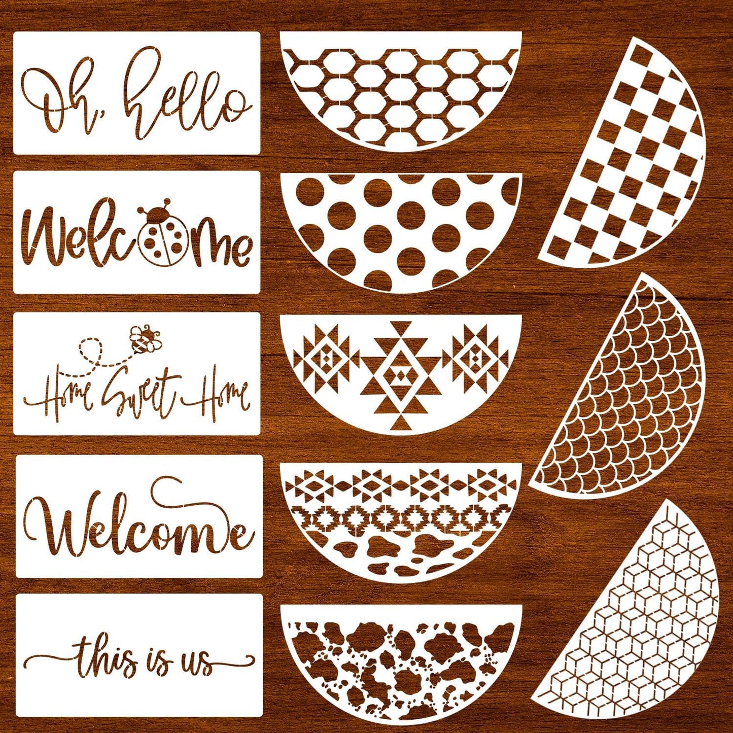 Welcome Stencils for Painting on Wood 12” Welcome Stencil for Wood Sign Hello Doormat Stencils Templates for Door Hanger Door Mat Fabrics