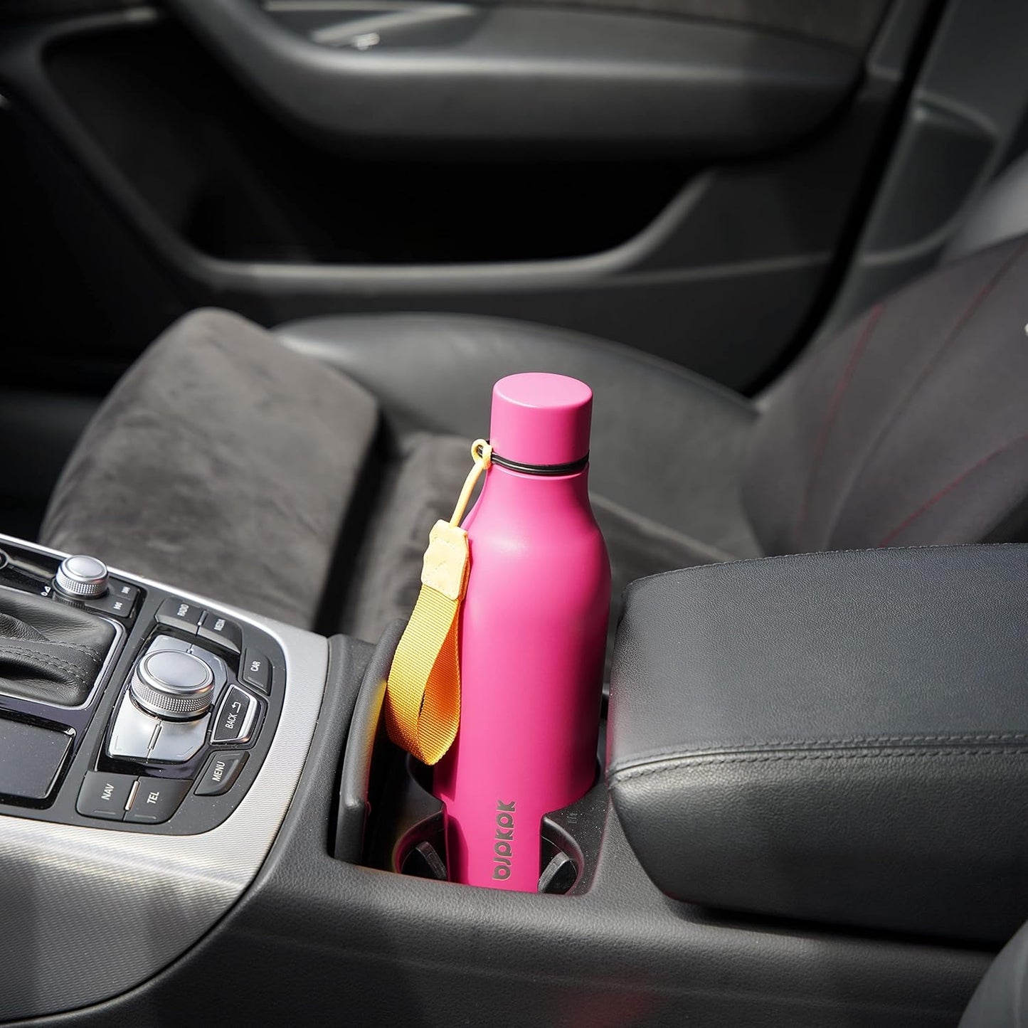 BJPKPK Insulated Water Bottles, 18 oz Stainless Steel Metal Water Bottle with Strap, BPA Free Leak Proof Thermos, Mugs, Flasks, Reusable Water Bottle for Sports & Travel, Pink