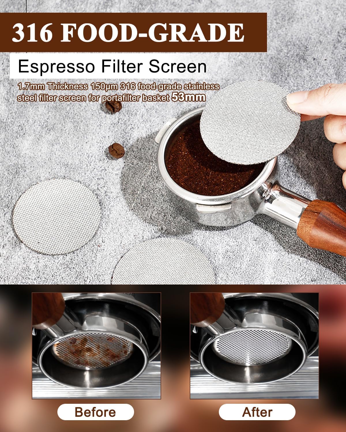 Espresso Accessories Kit, 53mm Espresso Tampera and Dosing Funnel Set, WDT Tool Espresso, 53.5mm Puck Screen, Tamper Mat, Coffee Espresso Accessories Kit for 51 mm Portafilter Barista Tools