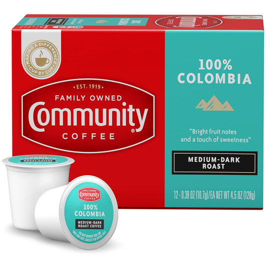 Community Coffee 100% Colombia Coffee Pods, Medium Dark Roast, Compatible with Keurig 2.0 K-Cup Brewers,12 Count (Pack of 3)