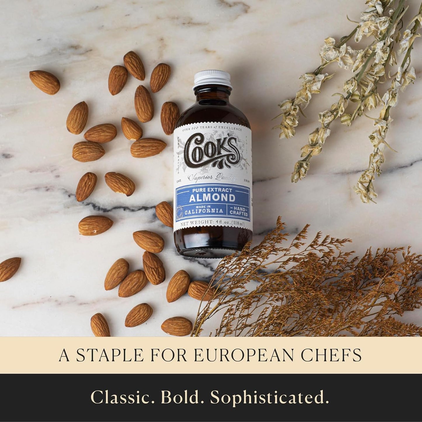 Cook’s, Pure Almond Extract for Baking, Cooking, and Mixology, Allergen Free Almond Flavoring Extract, 8 oz