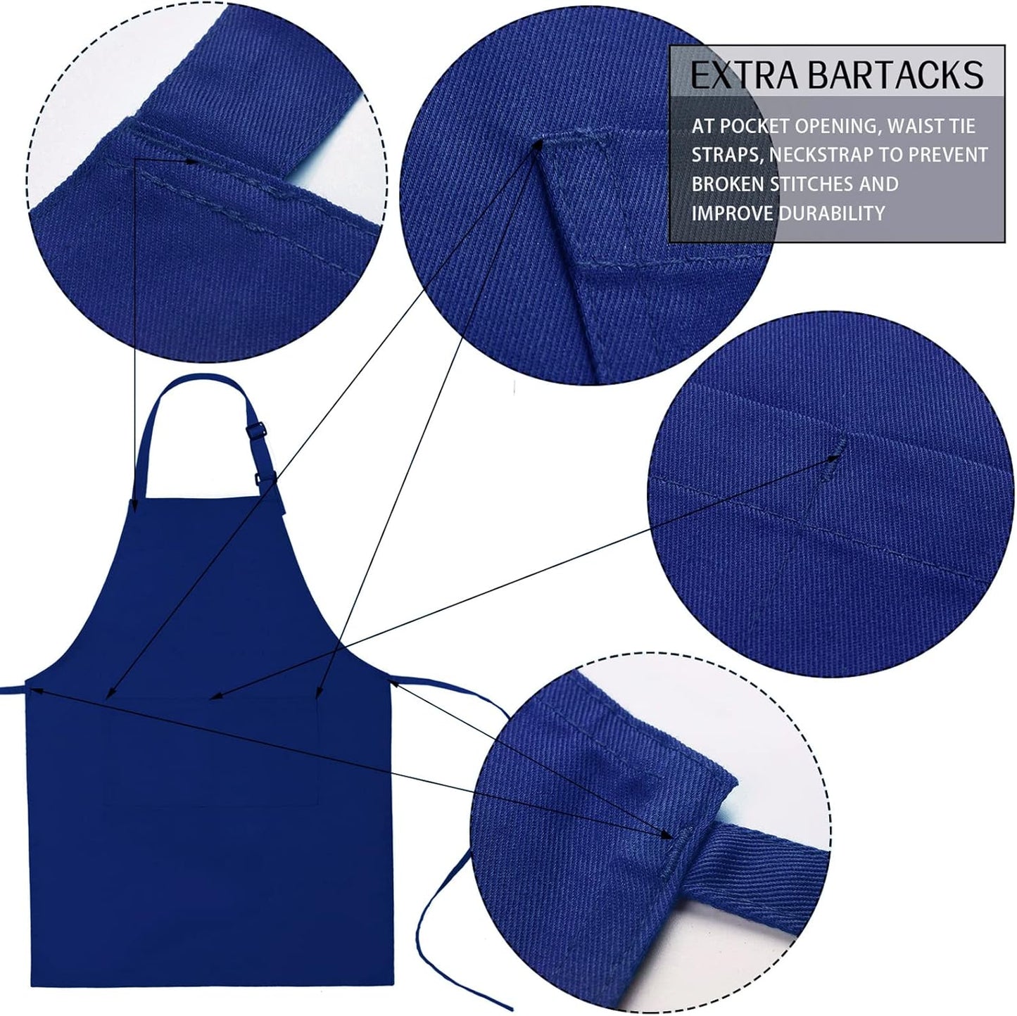 Cotton Blend Waterproof Apron With 2 Pockets for Women Men - Cooking Kitchen Chef Arpon BBQ Work Painting - (1 Pack)