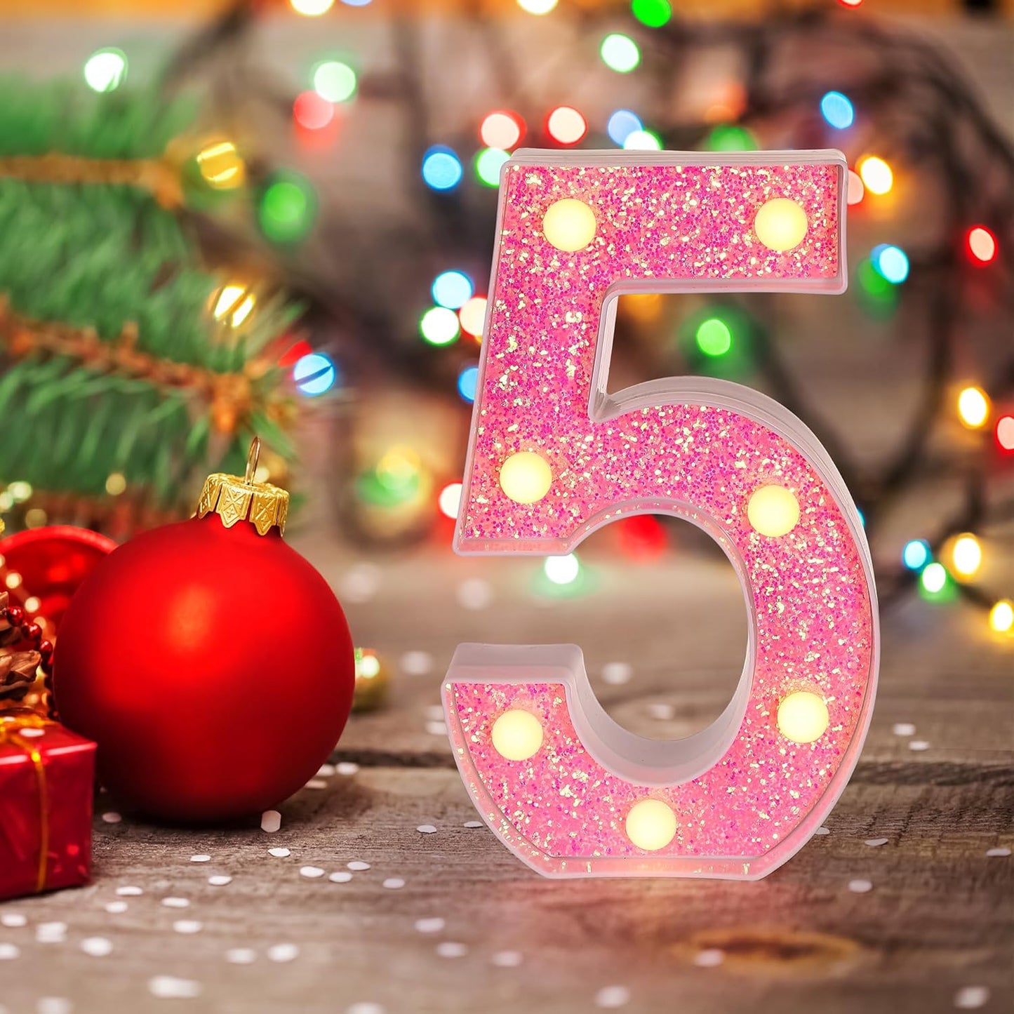 Foaky Pink Light up Letters，Pink Party Decorations,Girls Room Decor,Glitter Marquee Numbers,Alphabet Letter Sign for Night Light Birthday Party Girls Gifts, Home Bar Decoration (5)