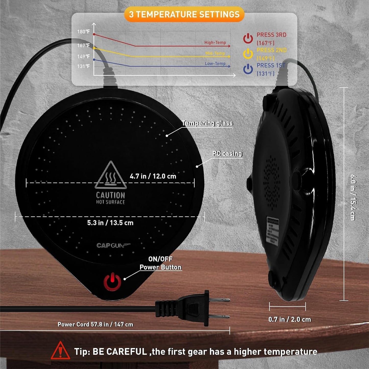 Electric Coffee Mug Warmers for Desk, 75℃ Precision Heating & Auto Shut Off, Spill-Proof Cup Warmer for Coffee/Tea/Milk/Hot Chocolate Beverages (Black)