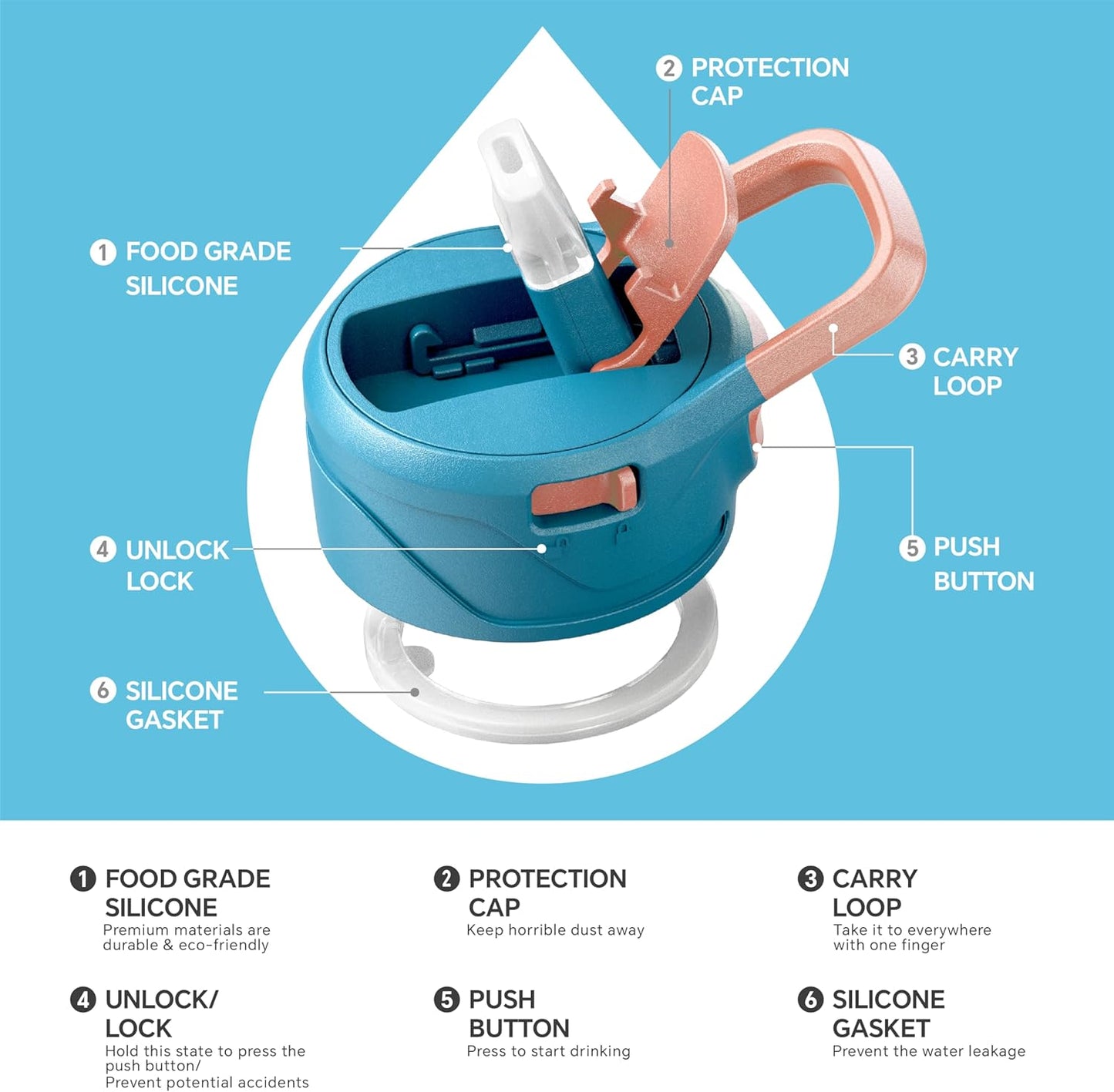 IDEUS Insulated Water Bottle 12oz, Stainless Steel Insulated Water Bottle For School, Insulated Bottles With Straws Leakproof, Vacuum Double Wall Water Bottles For Boys And Girls With 2 Lids, BPA Free