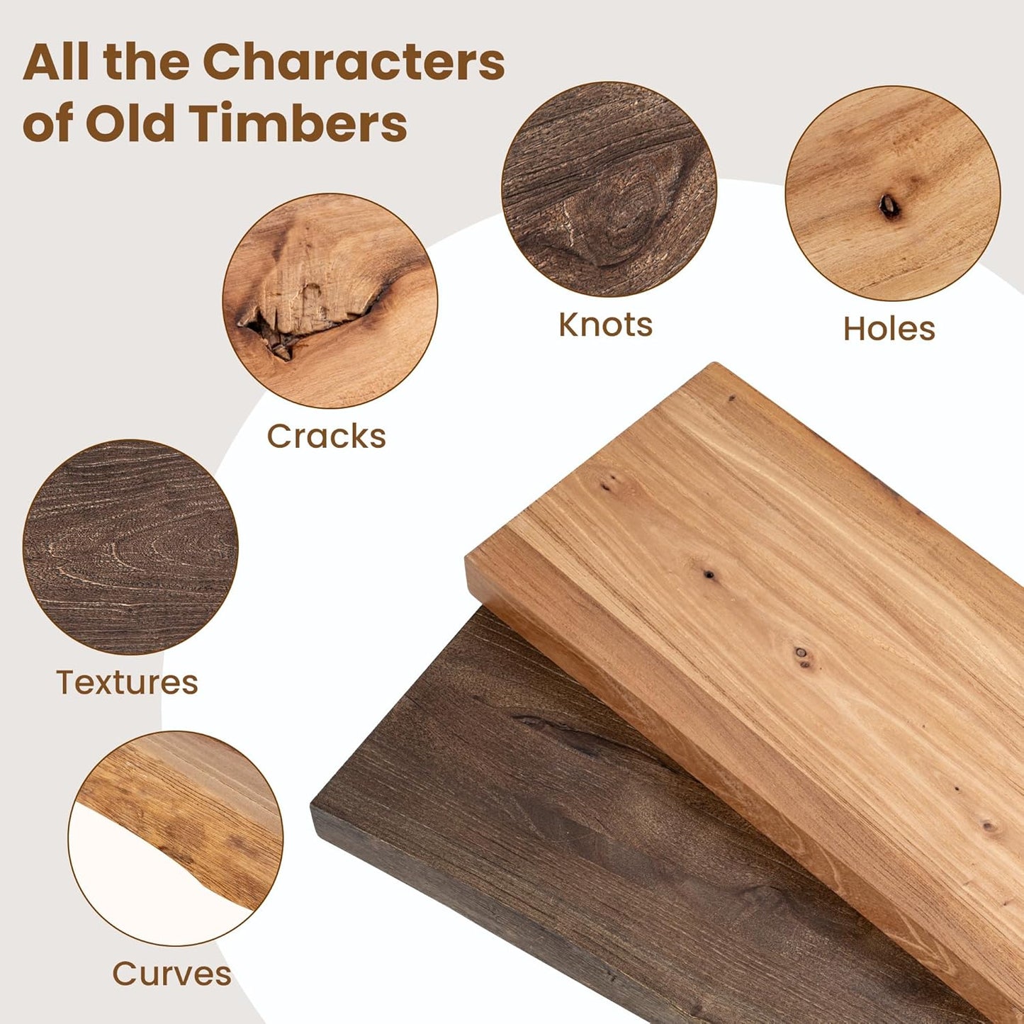 Floating Shelves for Wall Decor, Rustic Solid Elm Wood Live Edge Floating Shelves Wall Mounted, Wall Shelves with Invisible Bracket for Living Room Bathroom Bedroom Kitchen, 72 Inch, Natural