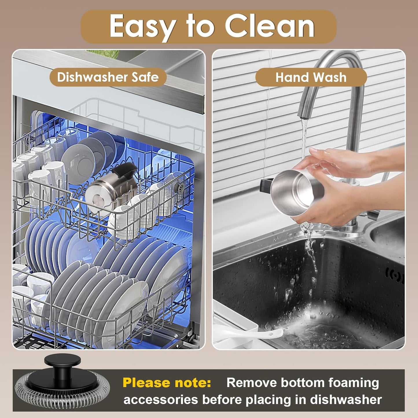 Milk Frother and Steamer, 16.9 OZ Milk Frother for Coffee, 4 in 1 Frother Separable Easy to Use and Clean, Durable Safe Silent Working for Coffee, Latte, Cappuccino Hot Chocolate, Black