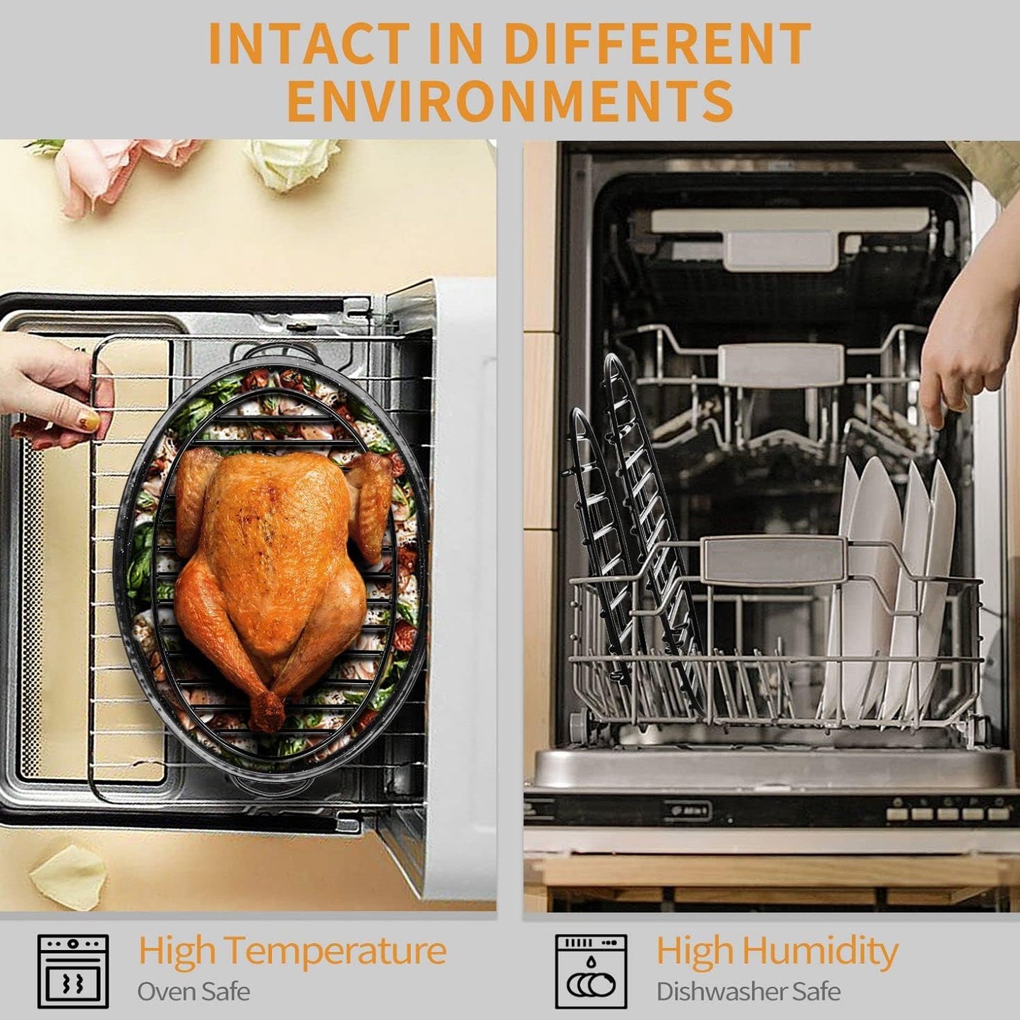 JY COOKMENT Cooling Roasting Rack with Integrated Feet, Enameled Coating, PTFE Free, Great for Cooking, Drying, Grilling, Dishwasher Safe (10inch*6.5inch)