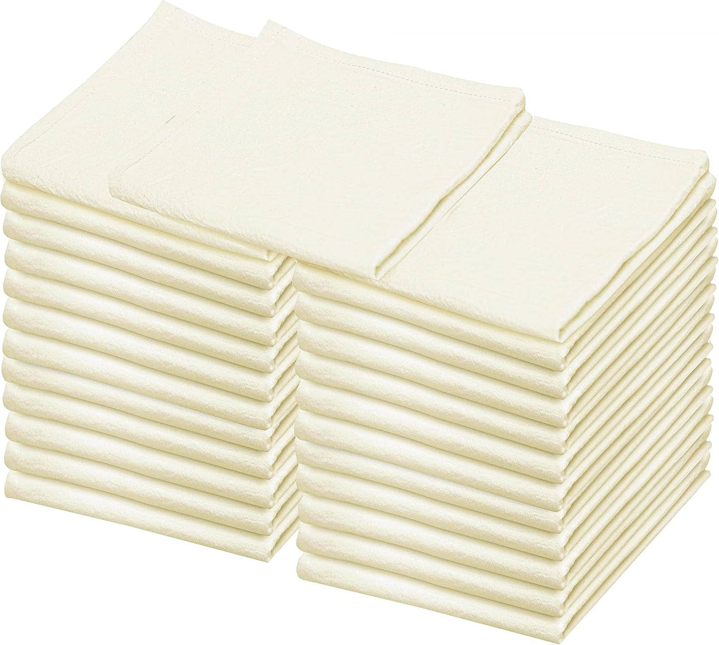 Flour Sack Towels – 24 Pack Cotton Kitchen Dish Towels, Tea Towels for Crafts, Embroidery, Baking, Bread Proofing – Thick, Absorbent, Quick-Dry – 28"x28" Natural